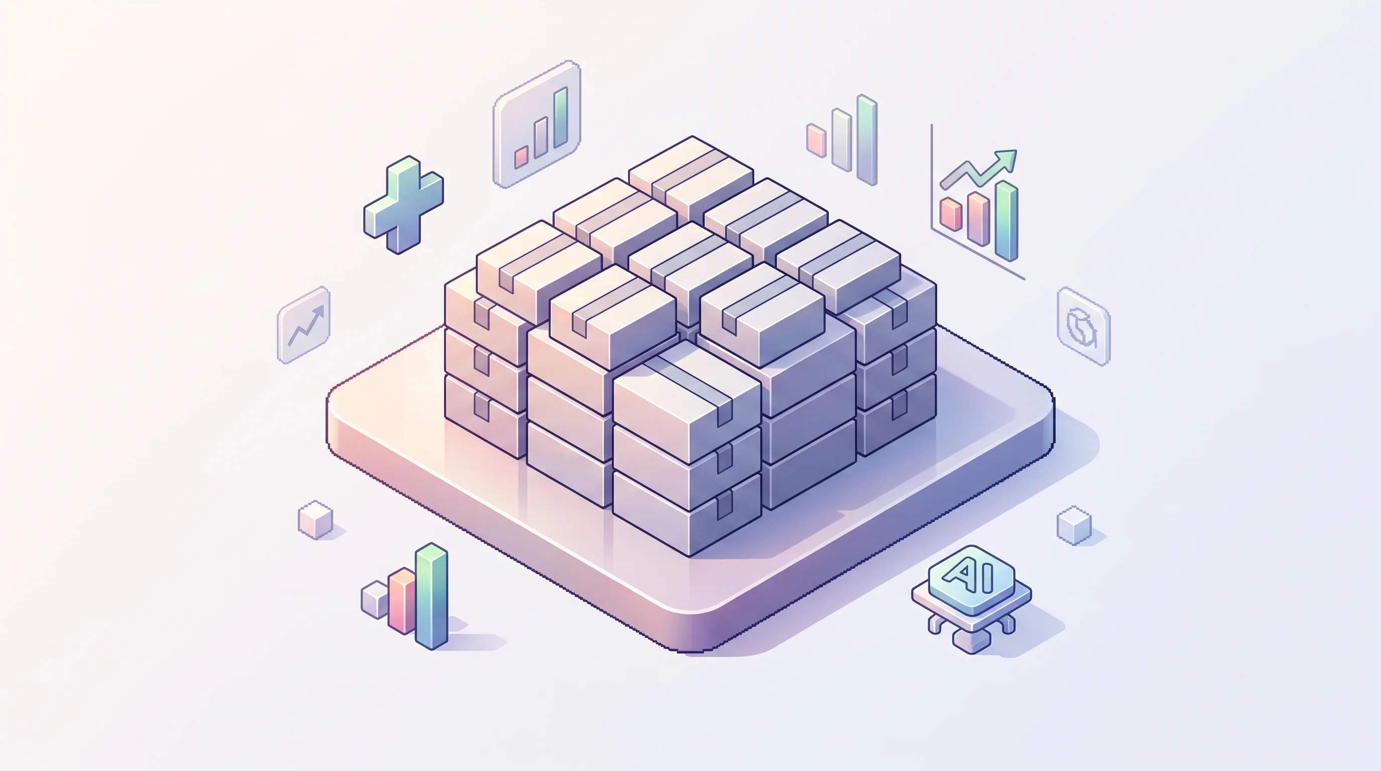 Digital illustration for article section "What $5 Million Buys" in "Woddle Raises $5M to Scale AI Baby Monitor from Consumer to Clinical" - A clean, minimalist conceptual scene viewed from a top-down isometric perspective, featuring a metic...