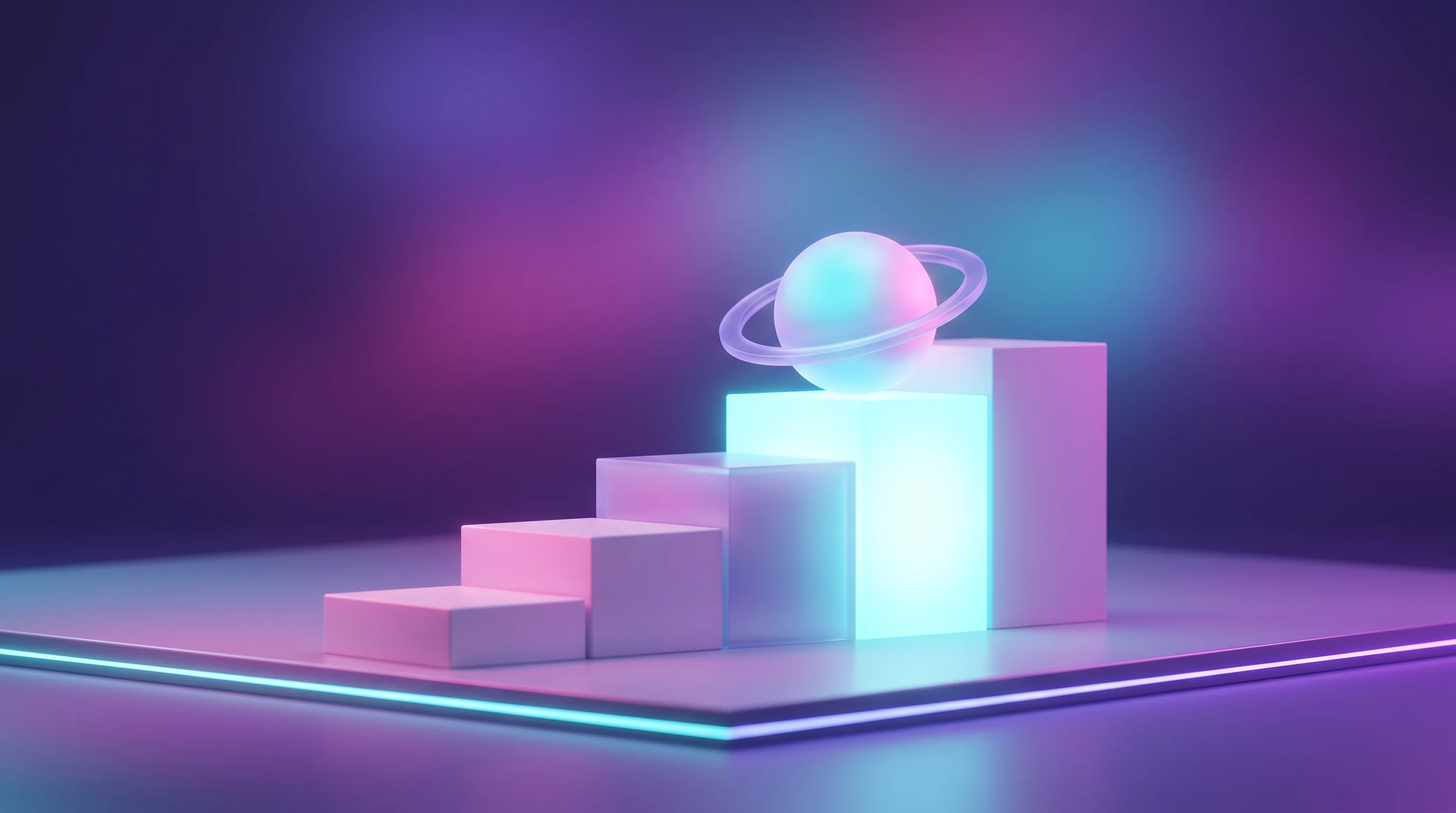 Digital illustration for article section "The Vendor Pitches (and the Fine Print)" in "How AI Agents Are Solving Chip Design's $20B Debug Problem" - A sleek, minimalist presentation stage featuring a striking geometric sculpture of five ascending ti...