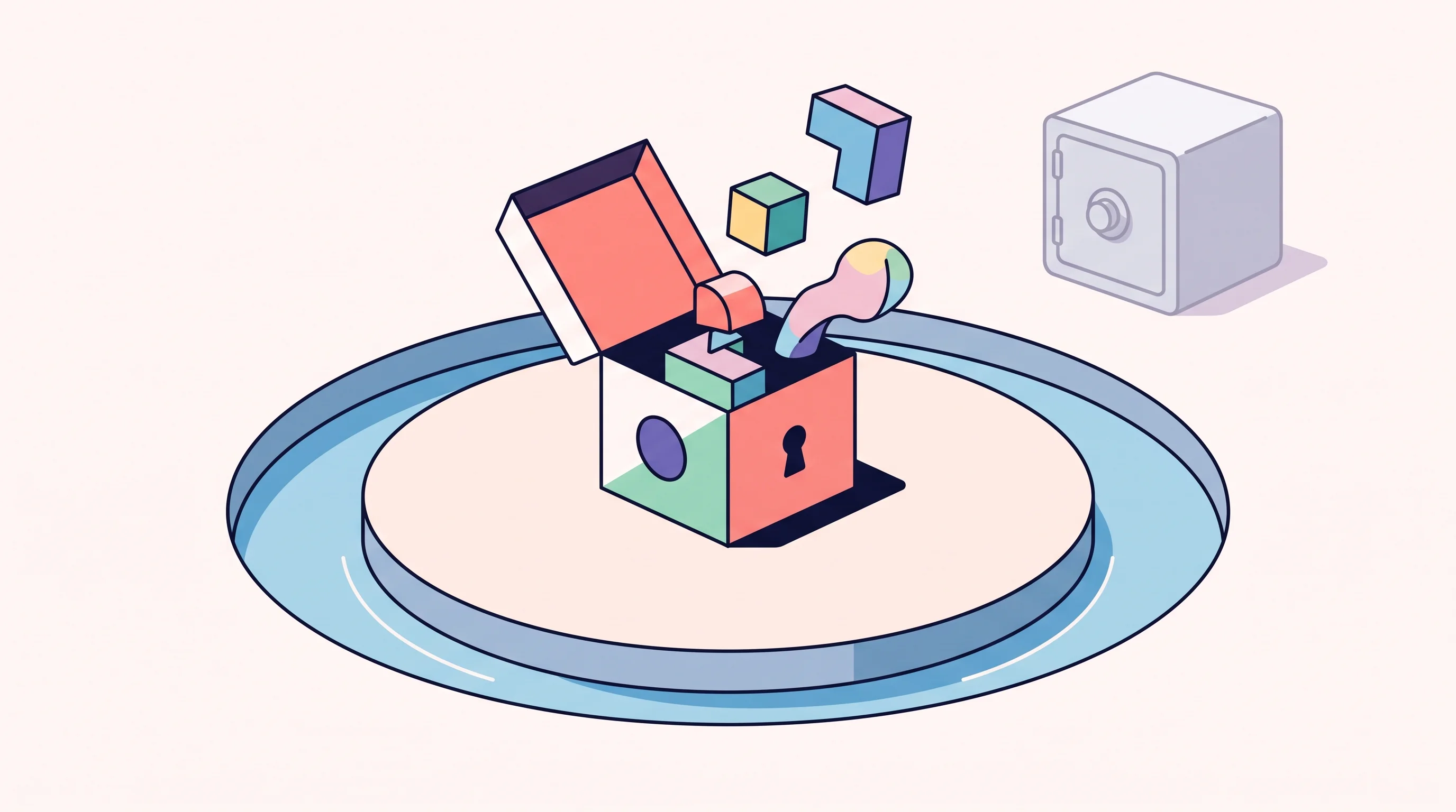 Digital illustration for article section "Customization as Competitive Moat" in "Thinking Machines Releases Inkling: $12B Startup's First AI Model" - A conceptual, minimalist illustration representing a strategic competitive moat through open-source ...