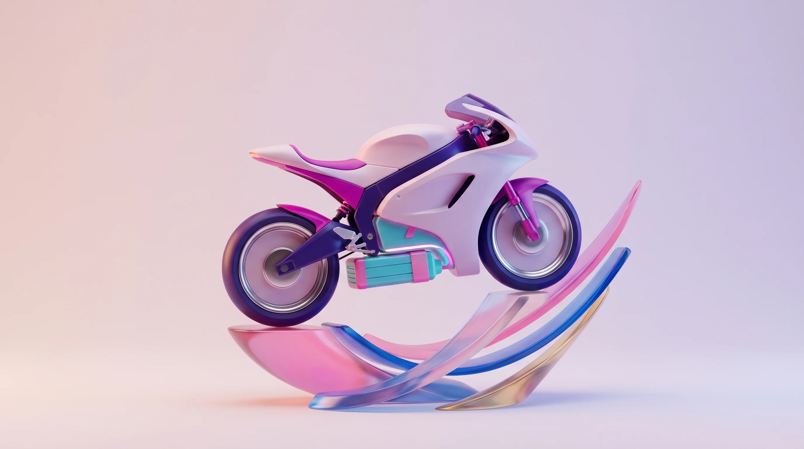 Digital illustration for article section "What Green Hub Has Actually Done" in "Green Hub East Africa: Unverified $12.8M Raise and What's Real" - A sleek, minimalist electric motorcycle resting on an abstract, smooth financial growth pedestal, sy...