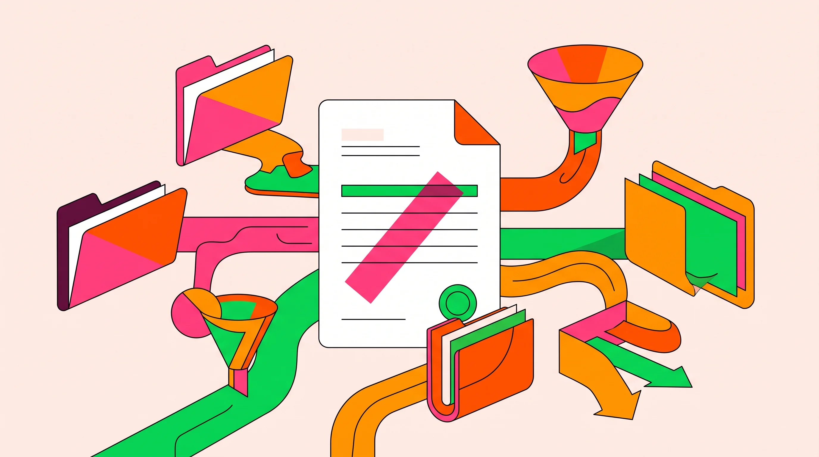 Digital illustration for article section "A Crowded Field, Perhaps" in "YC-Backed Insurf Launches AI Tool to Automate Healthcare Claims Appeals" - A vibrant geometric illustration in a flat vector style depicting a crowded competitive landscape of...