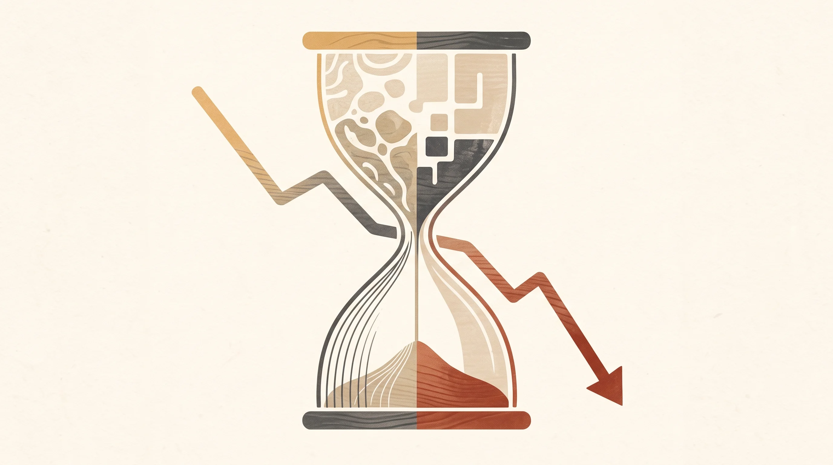 Digital illustration for article section "Promises, Metrics, and Market Reality" in "HyperProbe Launches AI-Powered Production Debugging for Dev Teams" - A minimalist and conceptual hand-drawn illustration representing dramatic time reduction and cost sa...