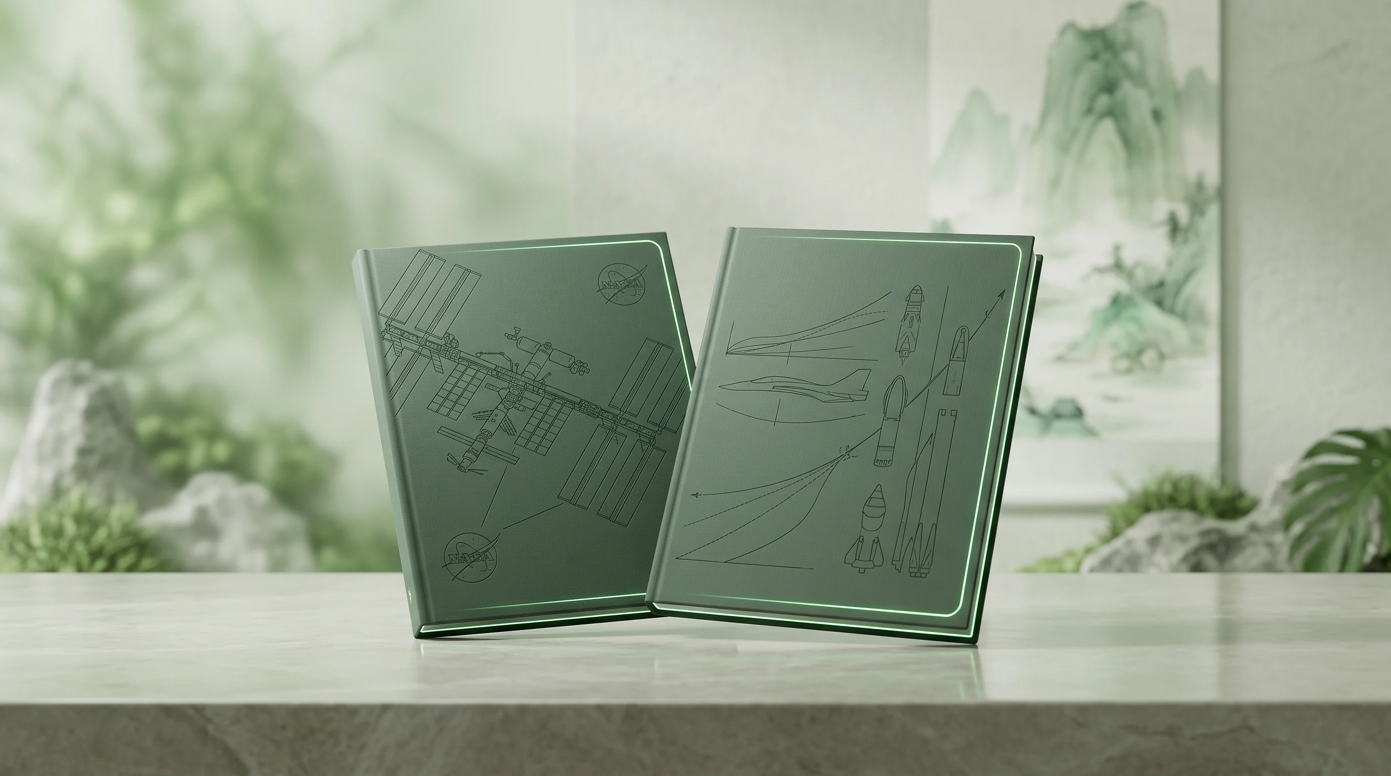 Digital illustration for article section "Two Résumés That Raised Eyebrows" in "YC-Backed Beyond Reach Labs Raises $10M for Orbital Solar Arrays" - A clean, minimalist composition featuring two sleek, abstract professional portfolios resting elegan...