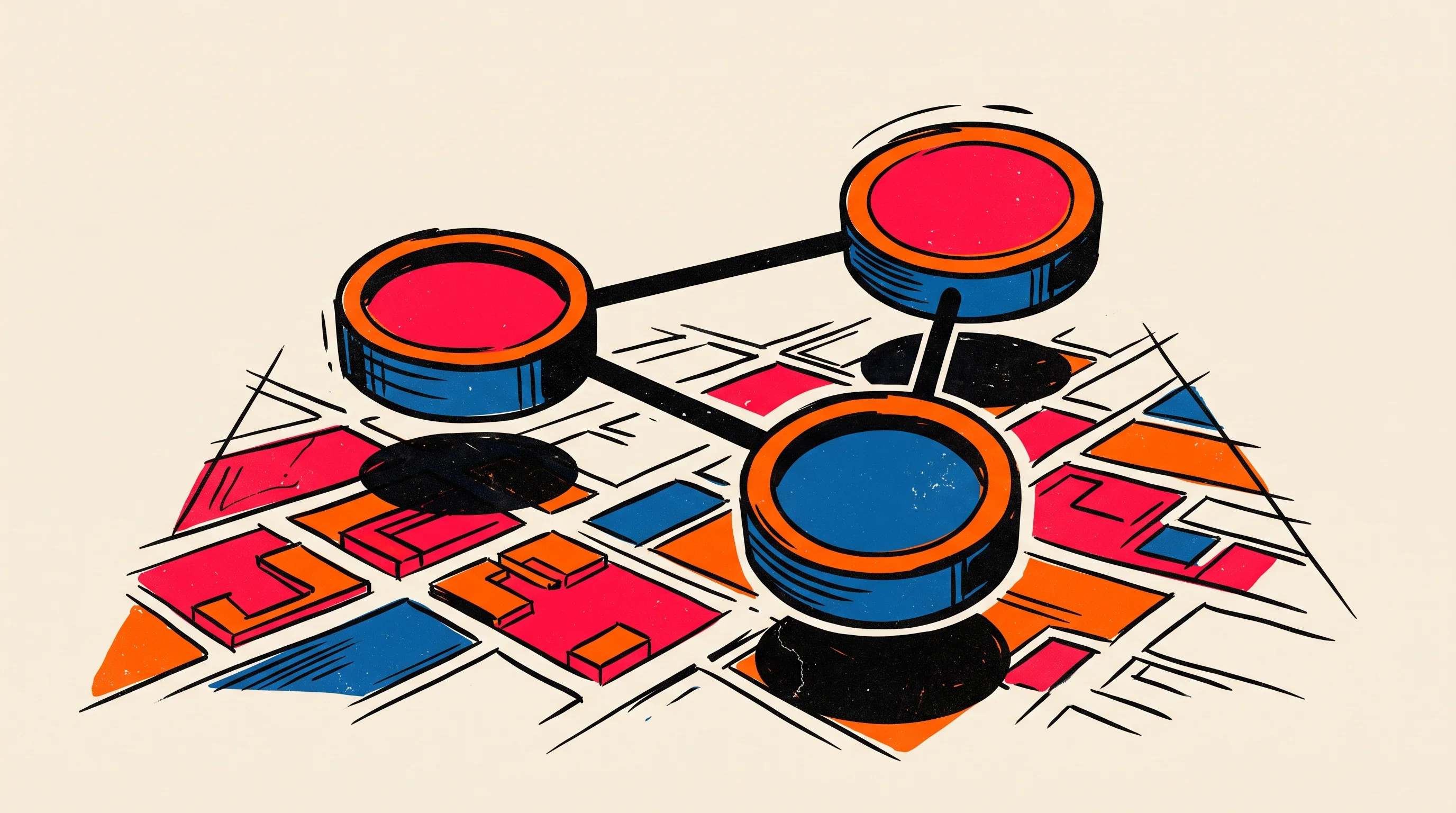 Digital illustration for article section "What's Under the Hood" in "Oak's $60M Bet: An Identity OS for Humans, Machines, and AI Agents" - A clean, minimalist conceptual illustration representing an identity intelligence layer and its unde...