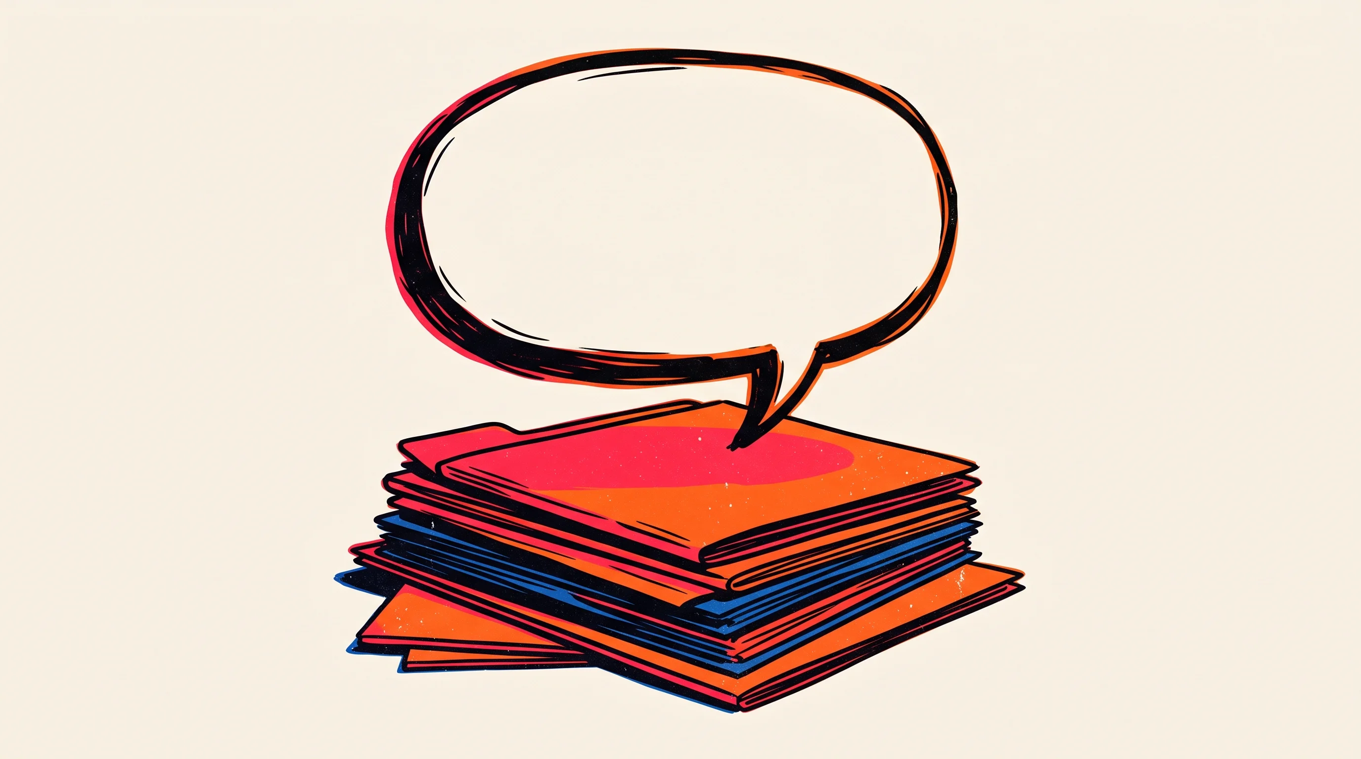 Digital illustration for article section "The Gaps in the Story" in "Oak's $60M Bet: An Identity OS for Humans, Machines, and AI Agents" - A minimalist and conceptual composition focusing on a large, empty speech bubble floating heavily ab...