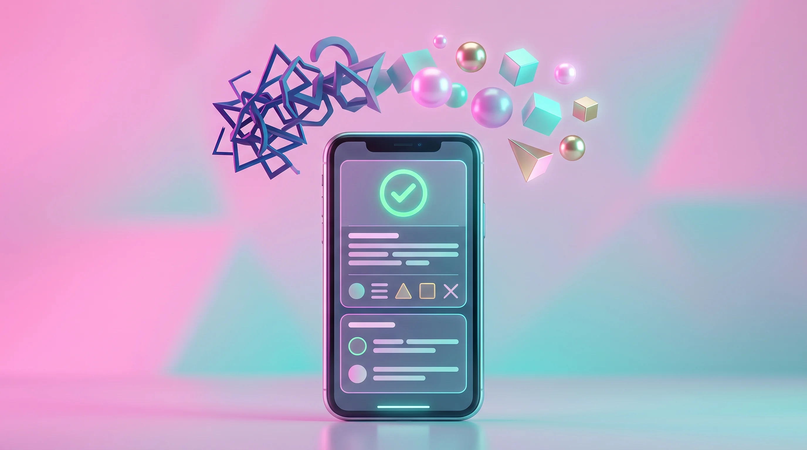 Digital illustration for article section "A Consumer Play in a Crowded Field" in "Kin Raises $9M for AI That Helps Patients Remember Doctor Visits" - A sleek, modern smartphone stands upright as the central focal point against a soft, uncluttered min...