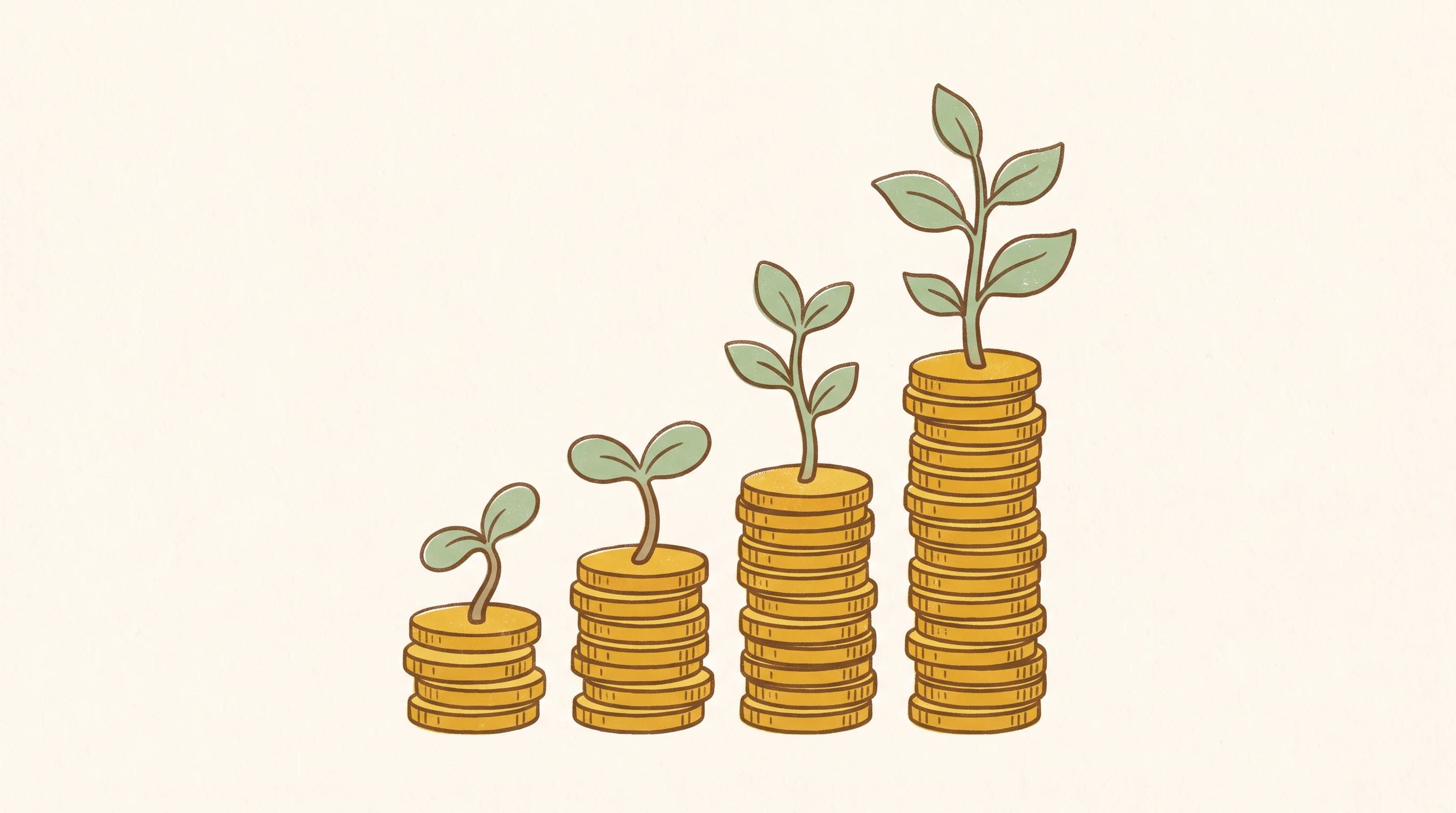 Digital illustration for article section "Following the Money" in "Lightrun's AI SRE Platform Tackles Production Debugging Crisis" - A cozy indie illustration of a stylized seedling sprouting and growing taller from an ascending seri...