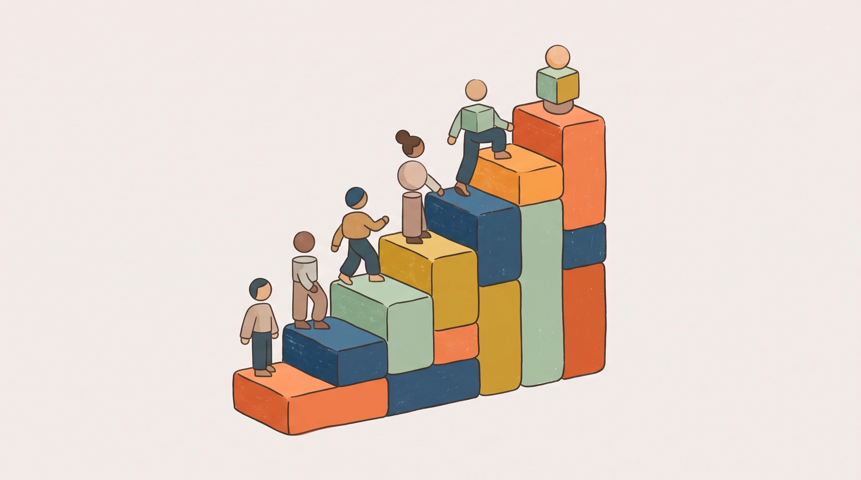 Digital illustration for article section "Headcount and Trajectory" in "Lightrun's AI SRE Platform Tackles Production Debugging Crisis" - A simple, well-balanced conceptual illustration representing company growth and headcount trajectory...