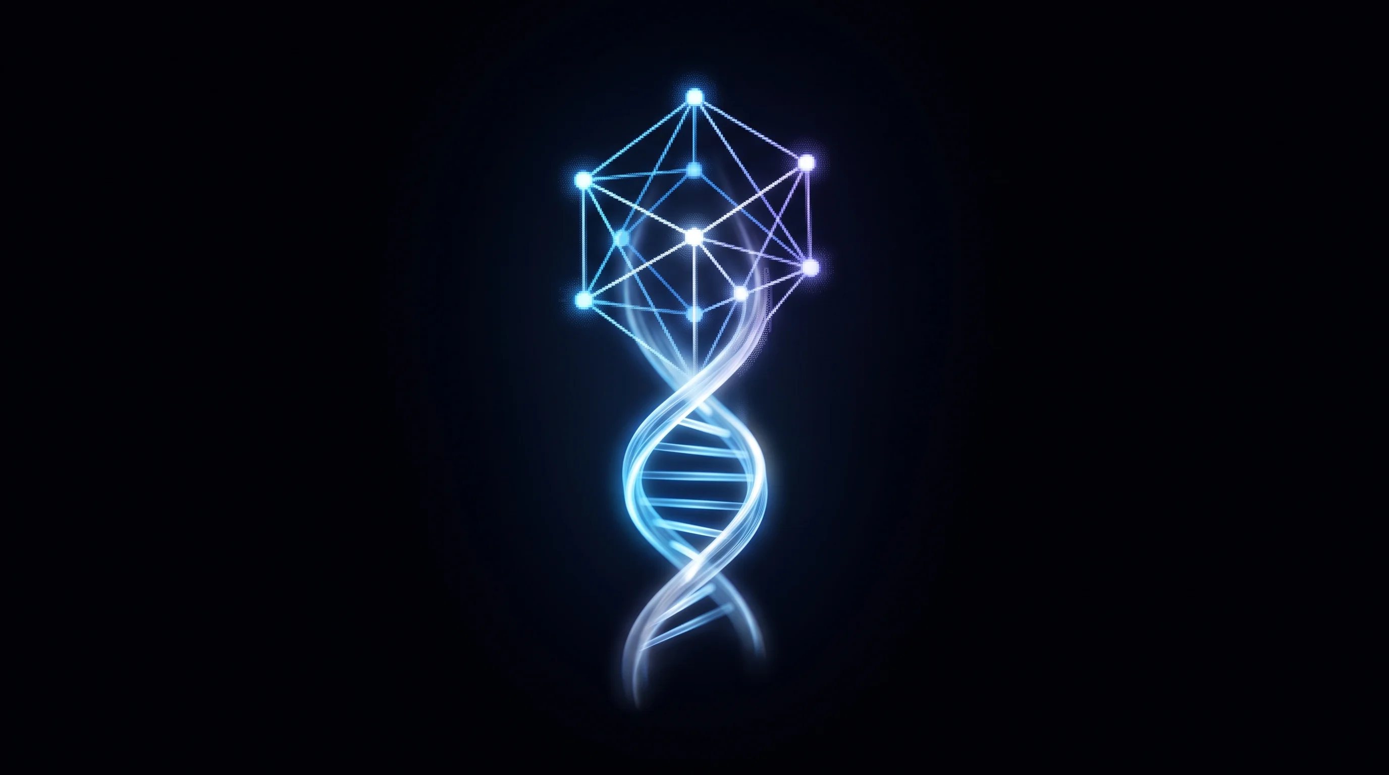 Digital illustration for article section "The Founders Behind the Pitch" in "Illume Labs Launches AI Health Agent Fusing Genomics and Wearables" - A clean, minimalist conceptual representation of the intersection between advanced biology and compu...
