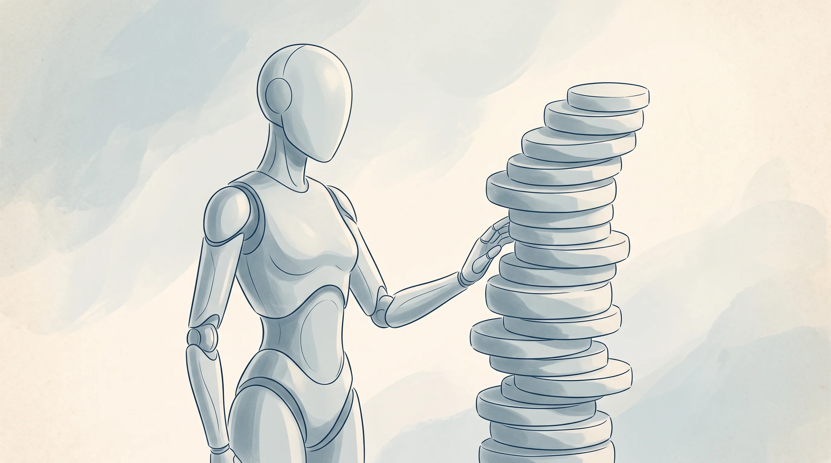 Digital illustration for article section "A Crowded, Capital-Intensive Field" in "Toyota Spinout Walden Robotics Lands $300M Seed at Unicorn Valuation" - A conceptual, neo-vintage illustration representing aggressive capital deployment in the humanoid ro...