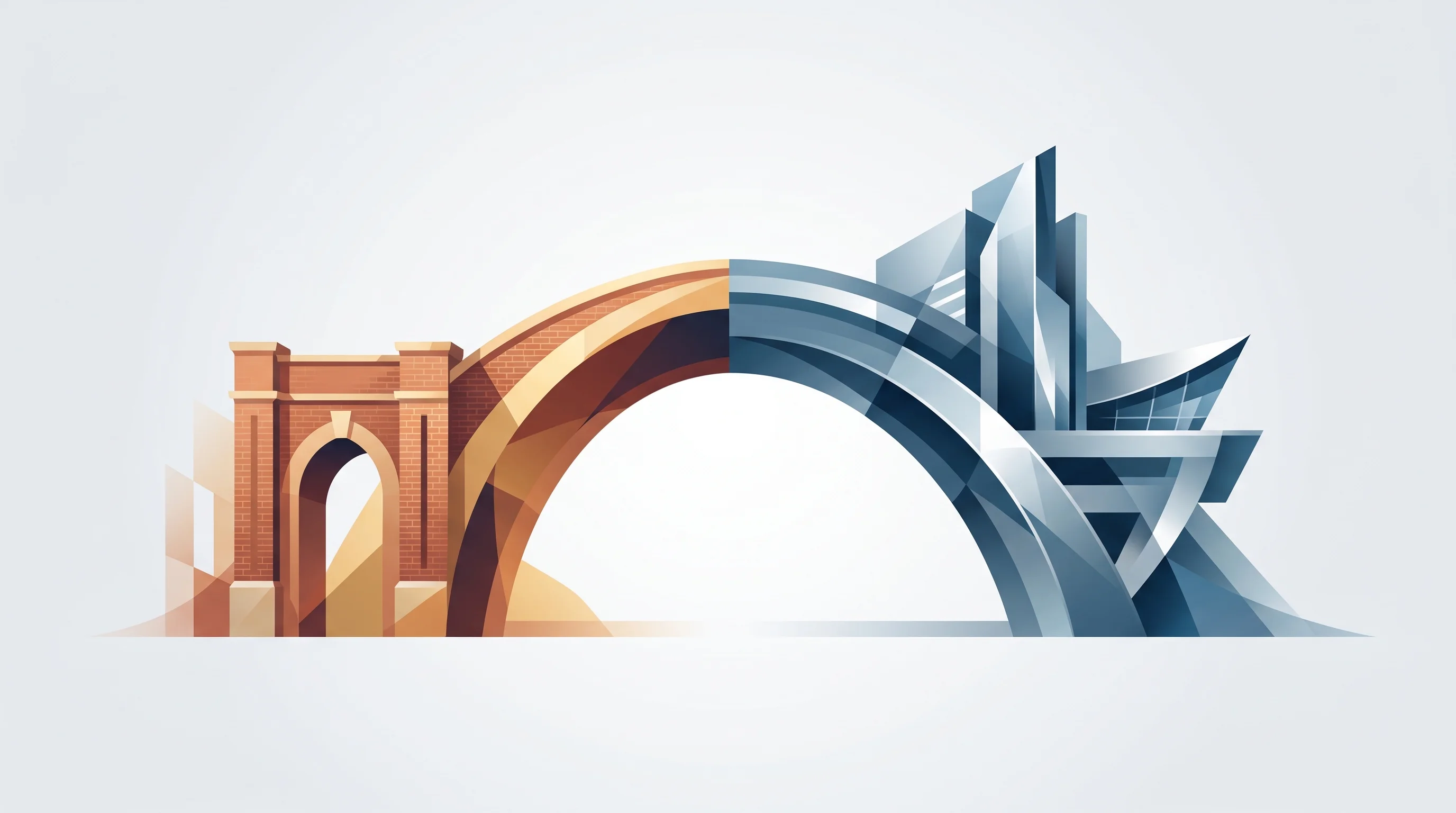Digital illustration for article section "The Midwest-to-Silicon-Valley Arc" in "Tsenta Launches AI Job Bot Across 8 Platforms, from iMessage to Chrome" - A conceptual and minimalist visual representation of the Midwest-to-Silicon-Valley arc, featuring a ...