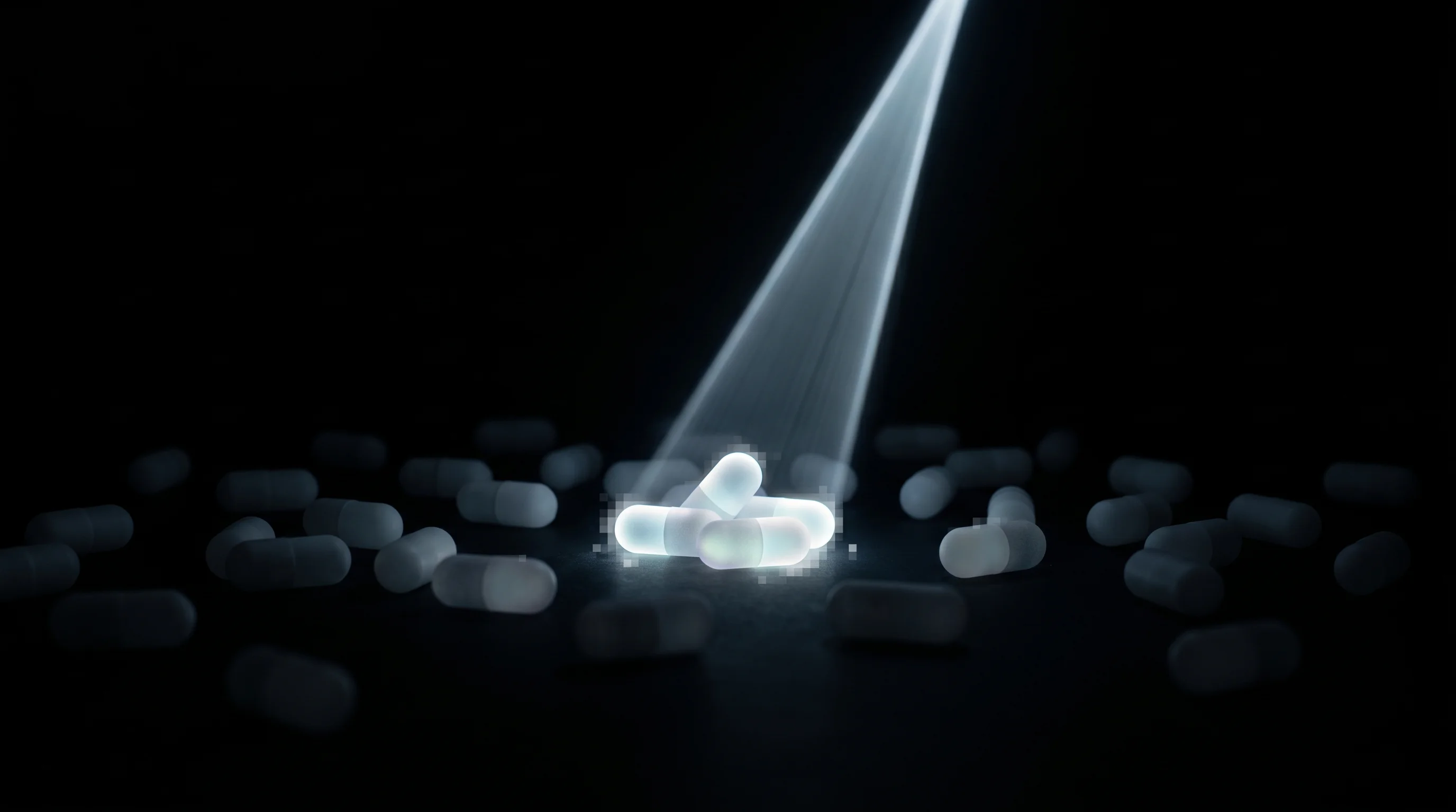 Digital illustration for article section "Fishing for Responders" in "AI Models Predict Drug Response, Promising Faster Clinical Trials" - A minimalist and conceptual image illustrating the precise process of "fishing for responders" in cl...