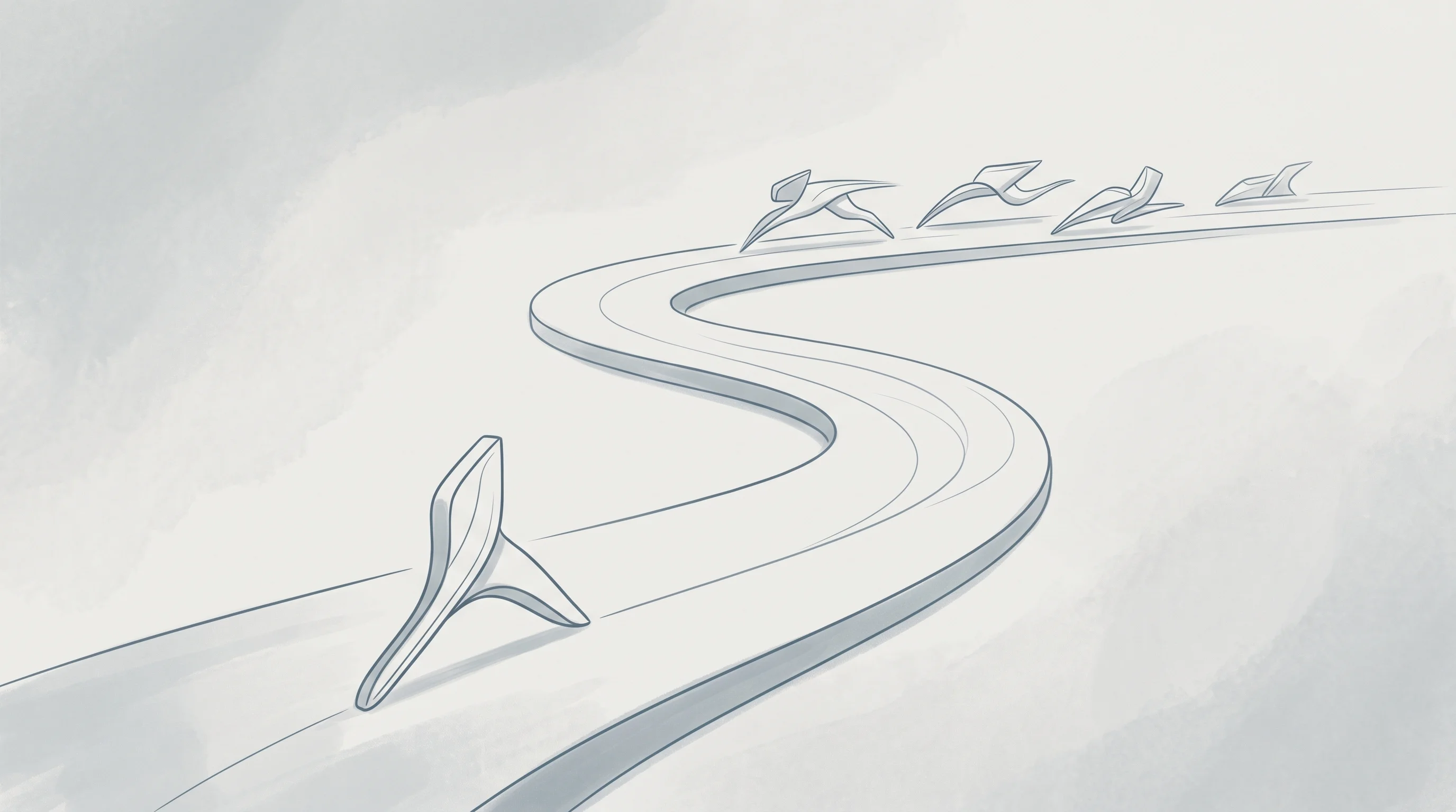 Digital illustration for article section "A Market Already Moving" in "YC-Backed Poth Labs Launches AI Agent to Decode User Behavior" - A conceptual neo-vintage illustration representing a fast-moving, competitive market landscape, feat...