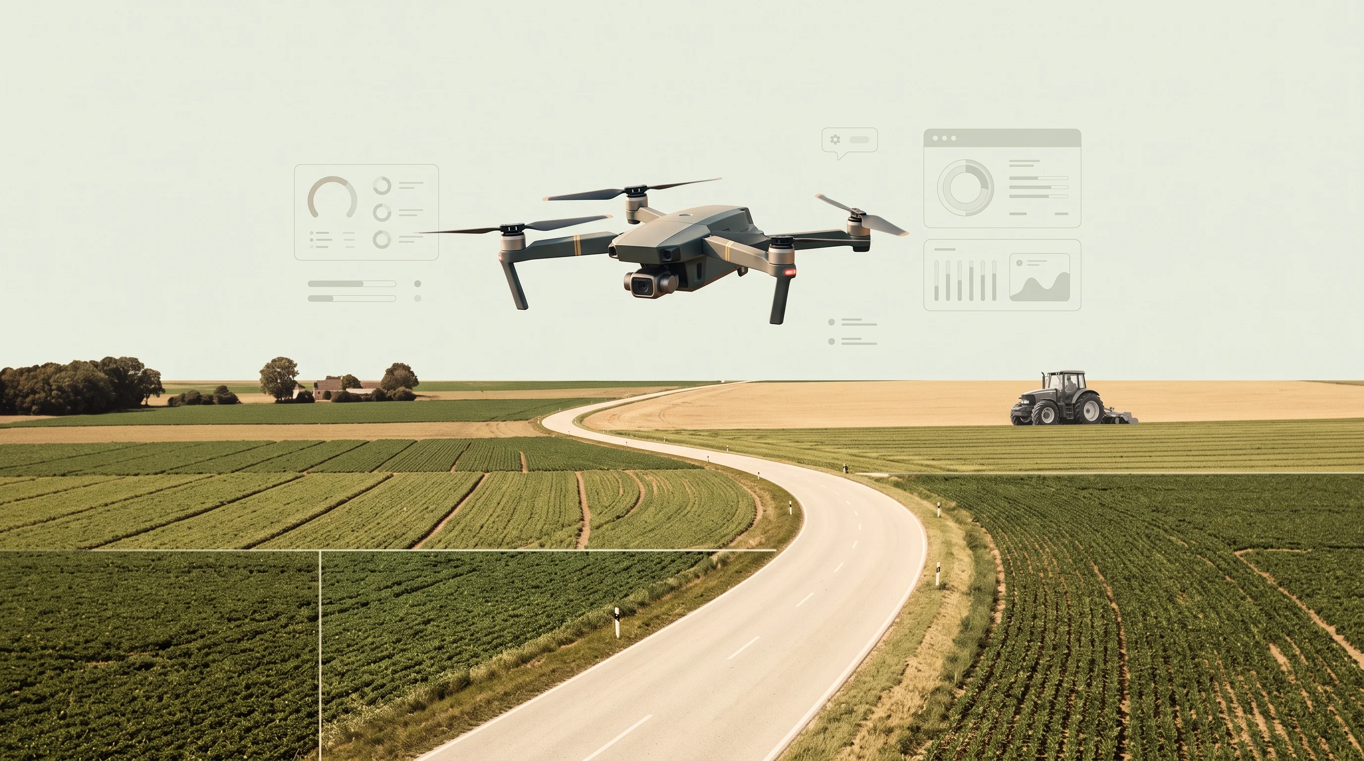 Digital illustration for article section "The Road Ahead" in "AgriVision AI Raises $2.1M to Bring Offline AI Crop Advisory to India" - A minimalist and conceptual surreal digital collage representing the future roadmap of agricultural ...