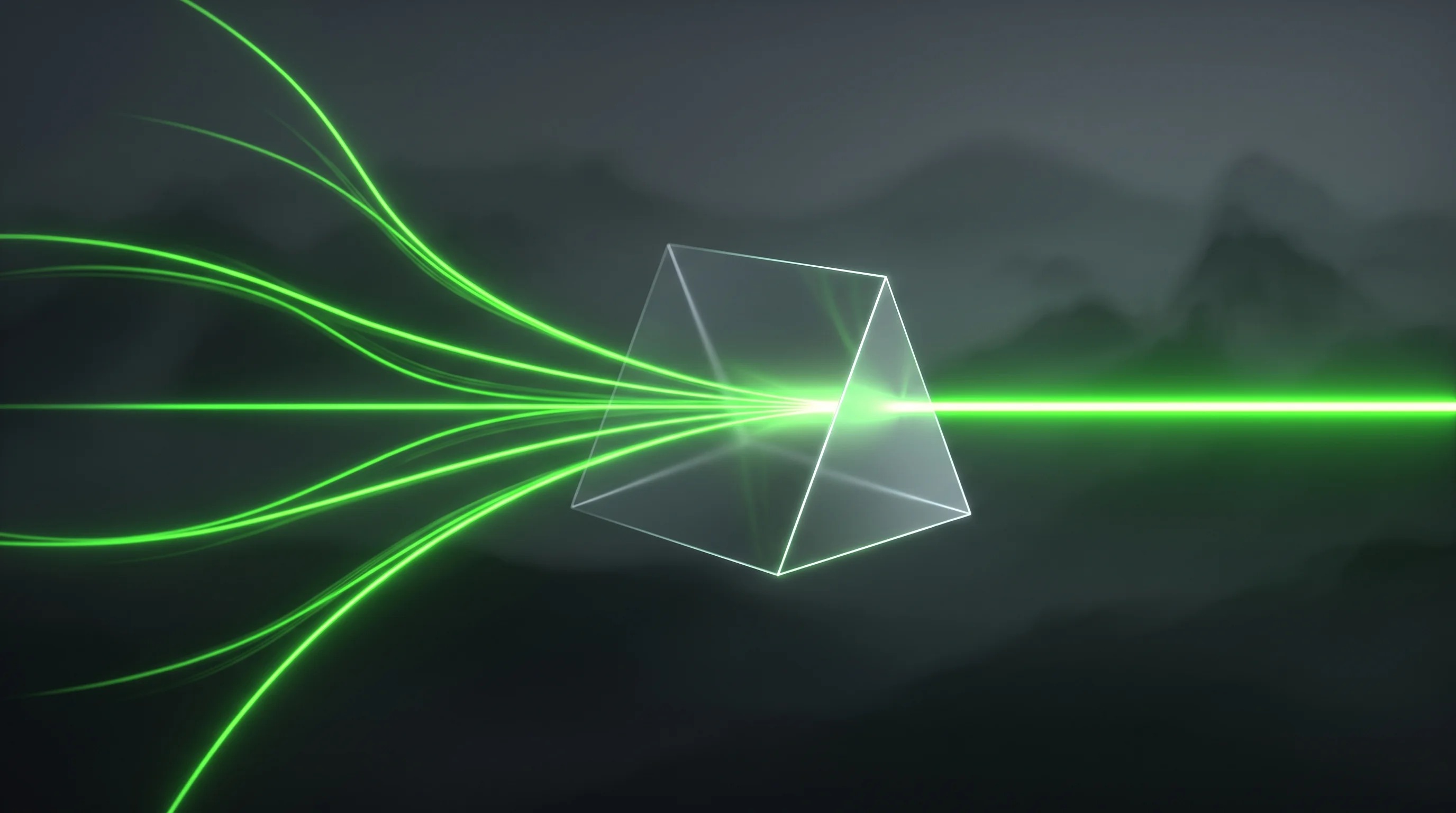 Digital illustration for article section "The Dual-Use Proposition" in "ORiS Space Raises $5.7M to Beam Power to Satellites via Laser" - A minimalist, conceptual visualization of an advanced optical combiner merging several distinct ligh...