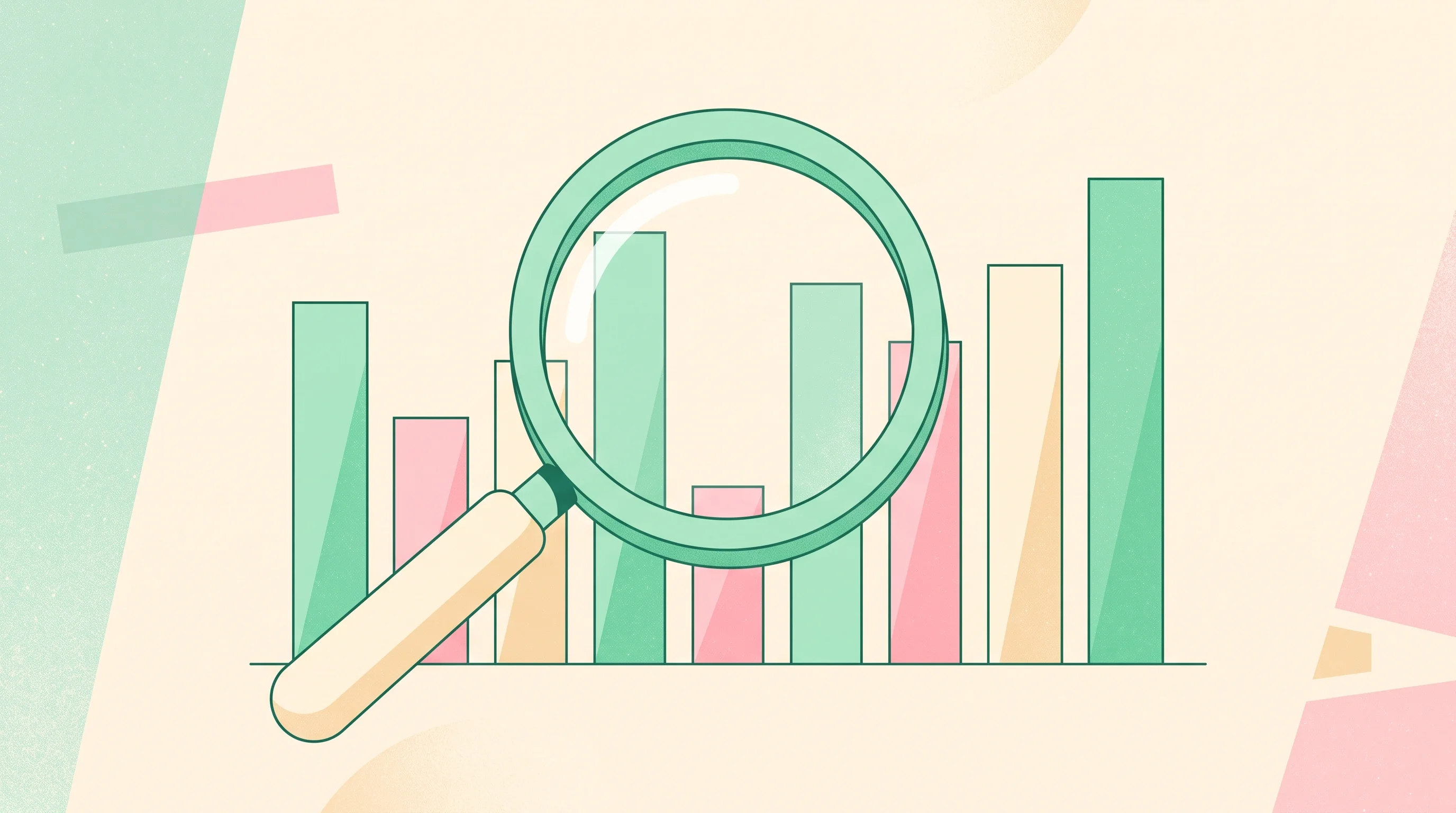 Digital illustration for article section "The Replication Gap" in "How Rekursiv.ai's Self-Improving AI Scientists Cut Research Costs 10,000x" - A clean, minimal, and conceptual flat vector illustration of a large, stylized magnifying glass hove...