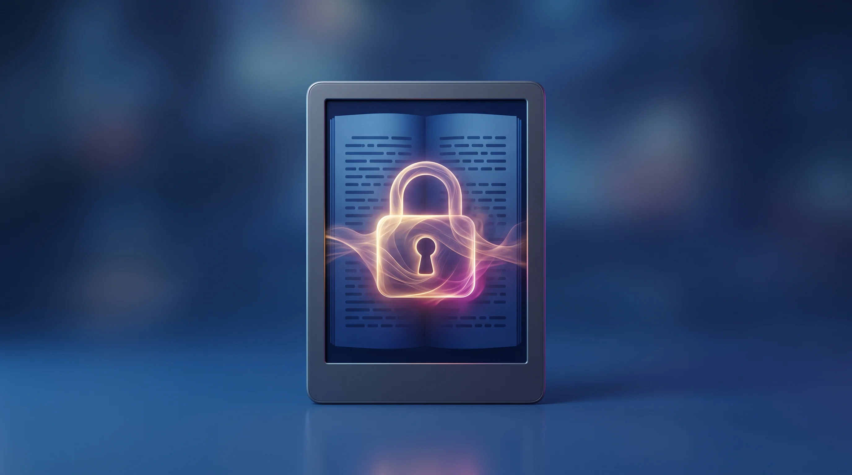 Digital illustration for article section "The Timing Isn't Accidental" in "FreeInk Launches Open E-Reader Stack to Challenge Kindle's Grip" - A sleek, minimalist e-reader tablet resting on a clean, uncluttered surface, featuring a softly glow...
