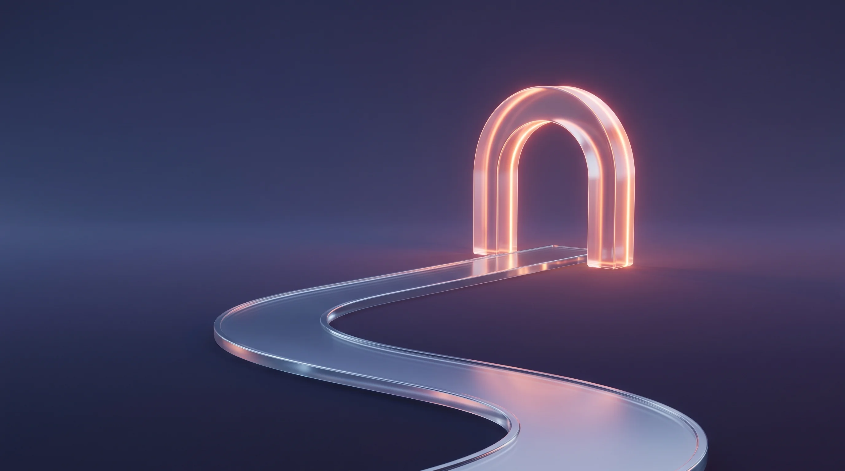 Digital illustration for article section "Targeting a 2027 Launch" in "Refined Diagnostics Raises €2.9M for Real-Time Cancer Detection" - A sleek, minimalist conceptual pathway symbolizing a final sprint toward a clinical market entry, fe...