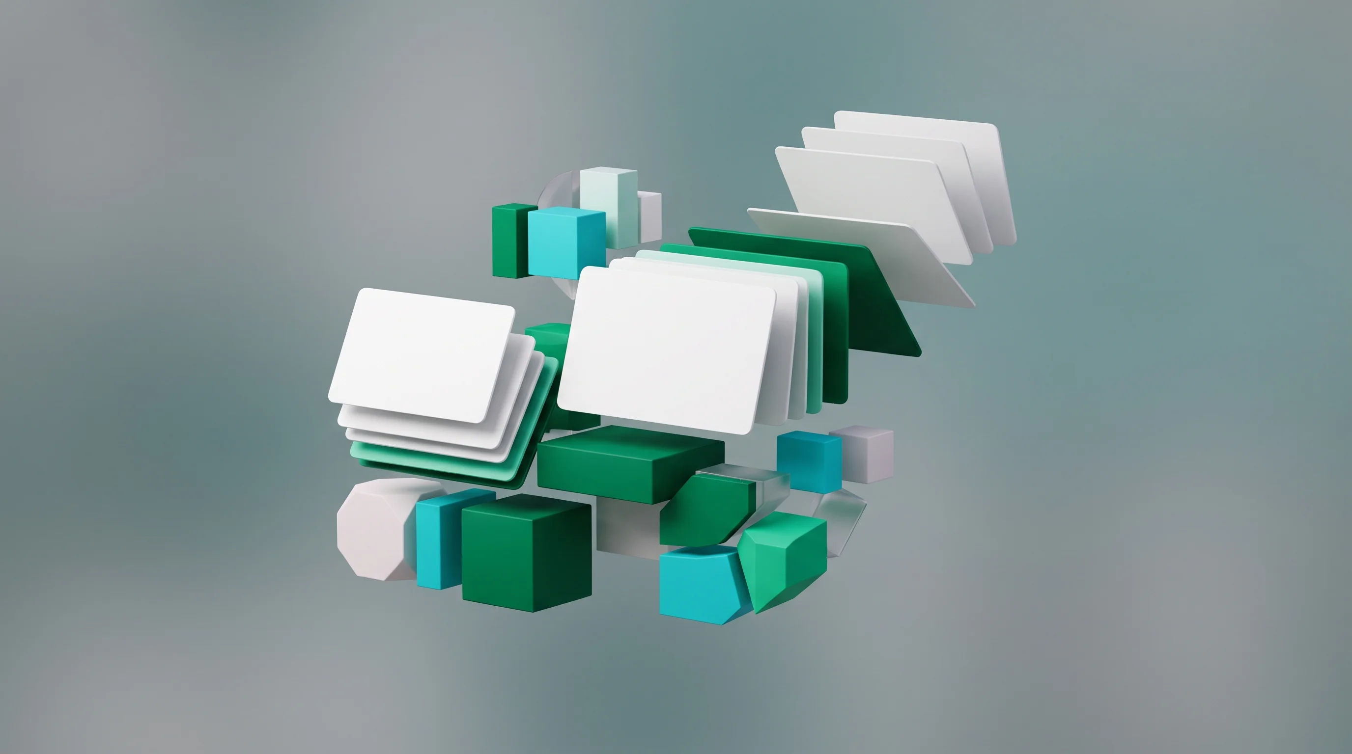 Digital illustration for article section "Built for Bots" in "Bento Packs Entire PowerPoint Into One HTML File, Goes Viral on HN" - A clean, minimalist conceptual art piece representing an AI-native data model, featuring a stack of ...