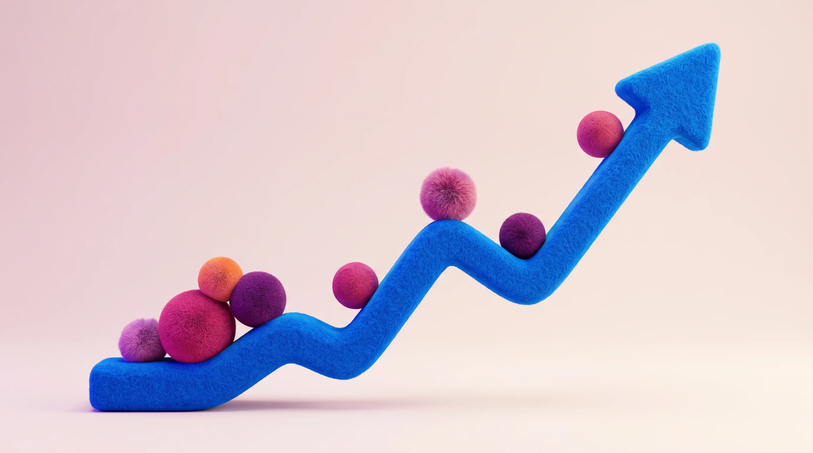 Digital illustration for article section "Enterprise Adoption and Growing Pains" in "How YC Startup Cuts AI Agent Costs 90% Using Self-Driving Tech" - A clean, minimal, and contemporary 3D illustration representing a steep enterprise adoption curve, f...