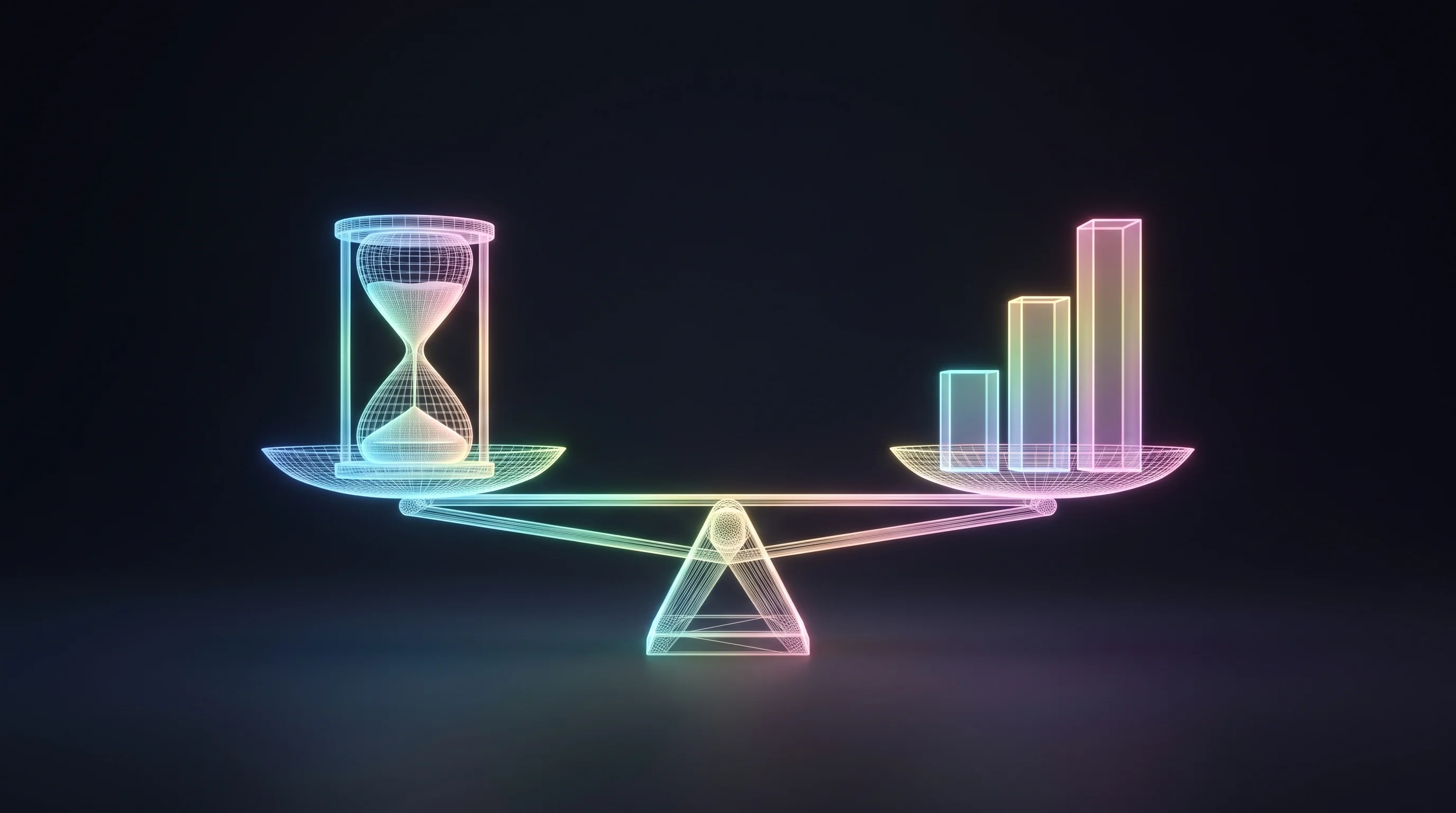 Digital illustration for article section "What Works (So Far)" in "YC-Backed Rekursiv.ai Claims 10,000x Cost Cut in AI Research" - A minimalist and conceptual composition representing the benchmarking of automated research against ...