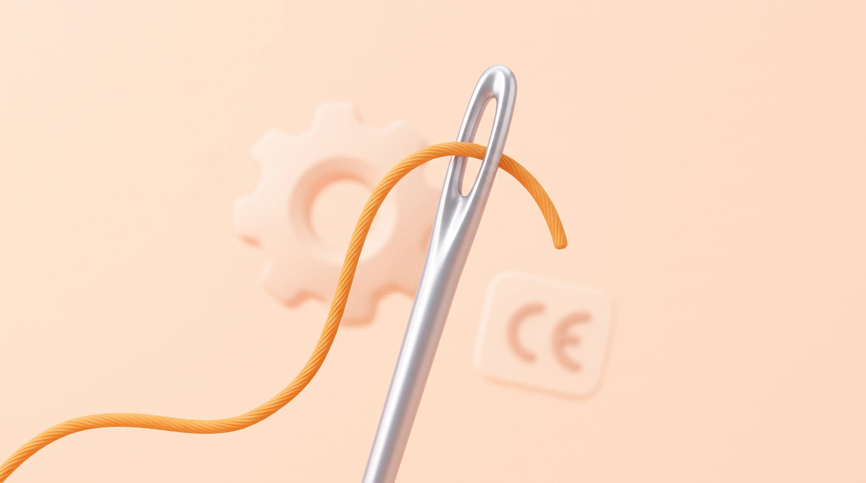 Digital illustration for article section "The Narrow Needle" in "i-LogiX Targets EU Factories With Humanoid Robot Platform" - A conceptual, minimalist illustration focusing on a single, oversized, sleek needle with a robust, b...