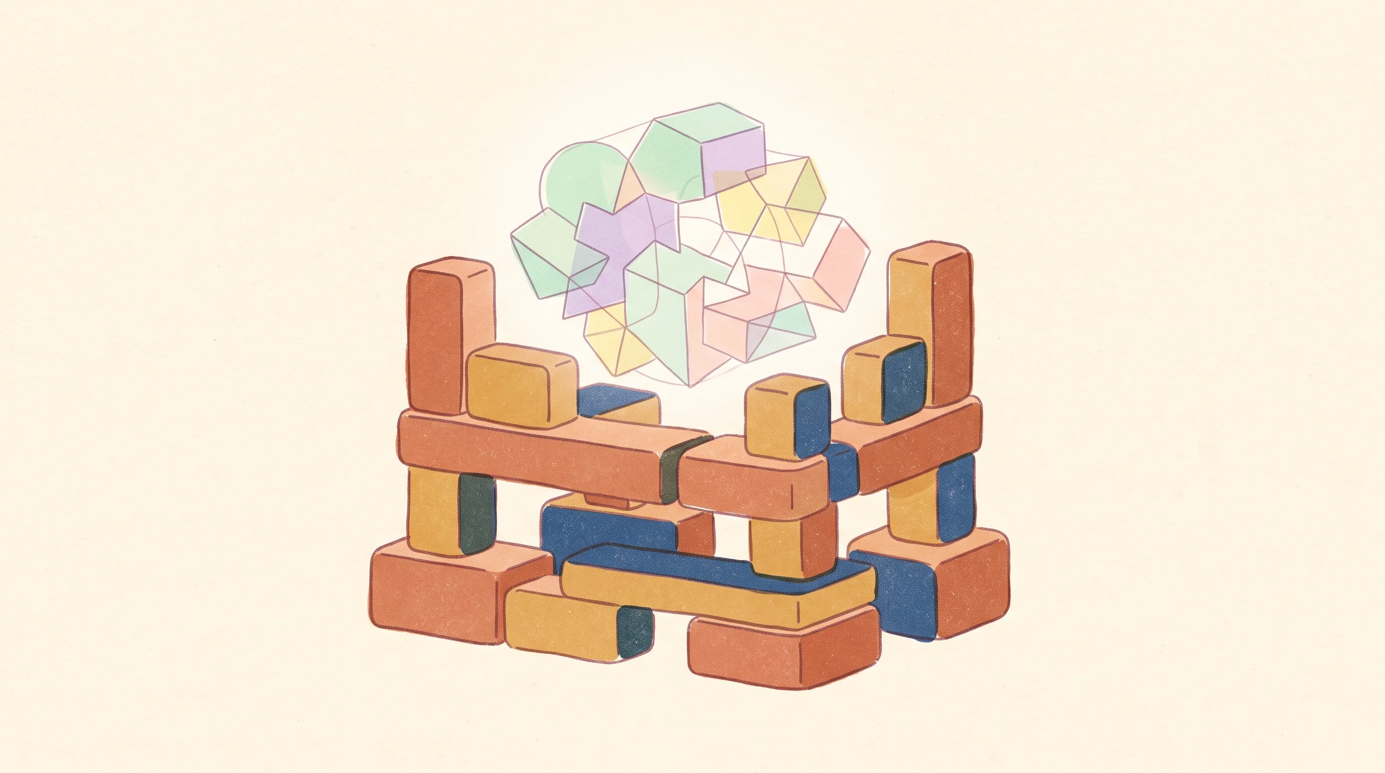 Digital illustration for article section "Building Software for Hardware That Barely Worked" in "Entropica Labs' $1.8M Seed: Building Quantum Computing Software" - A clean, minimal conceptual illustration representing the development of robust software architectur...
