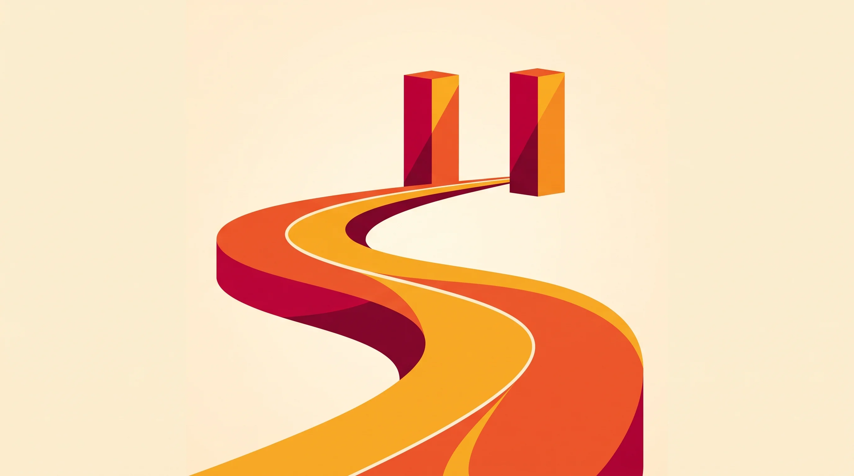 Digital illustration for article section "What Happens Next (Probably)" in "Buz Emerges as Zig-Based Bun Fork with Sub-1s Incremental Builds" - A minimalist, conceptual illustration of a singular, smoothly curving pathway leading toward two per...