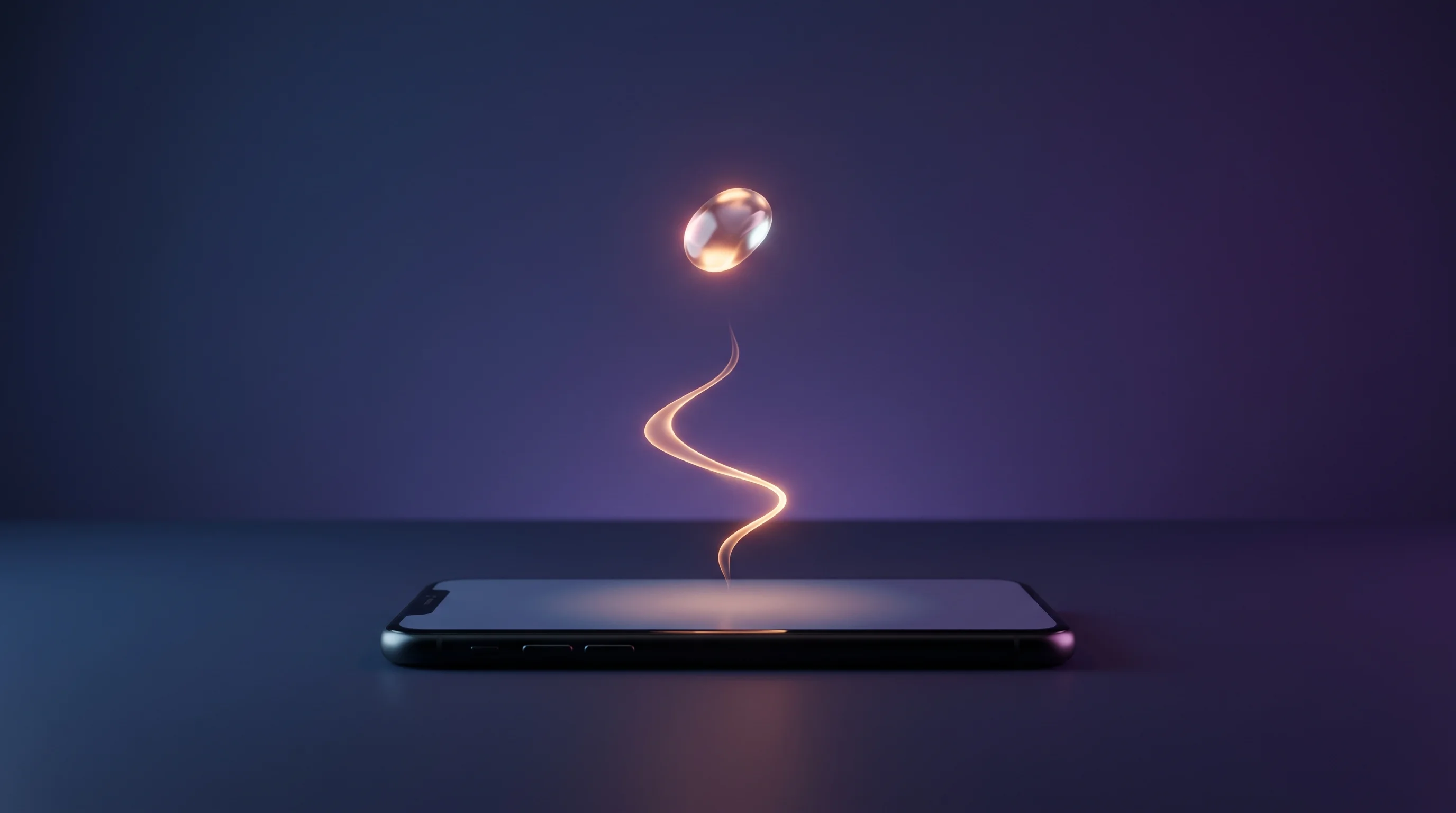 Digital illustration for article section "Mechanics of a Muyu" in "Muyu Education Taps Transcend's Narea as Board Chair, Secures Funding" - A sleek, minimalist modern smartphone rests on a smooth, uncluttered surface, emitting a single, ele...