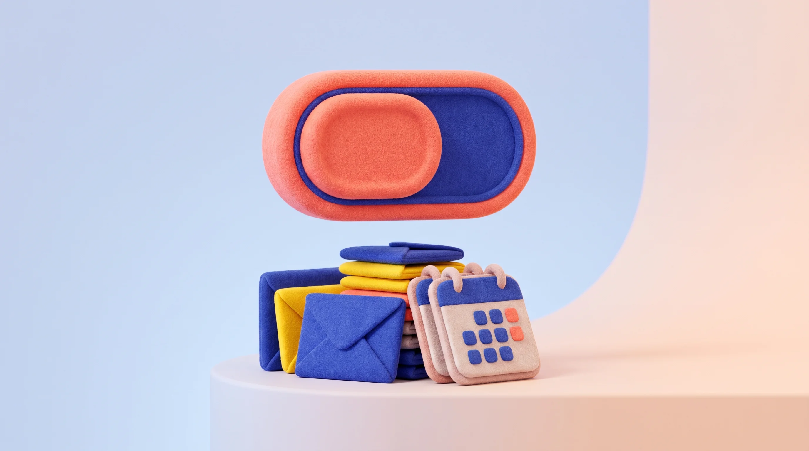 Digital illustration for article section "Autonomy With a Human Veto" in "Zaplar's AI-Native OS Aims to Replace Entire Hotel Tech Stack" - A clean, minimal 3D conceptual illustration representing automated task management with human oversi...
