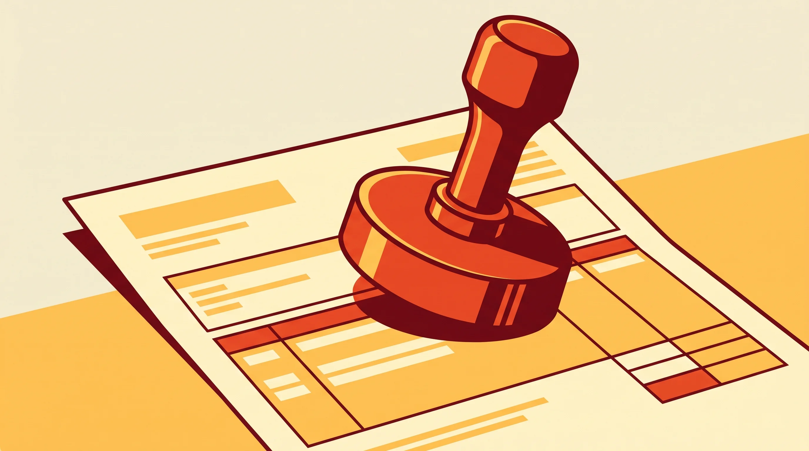 Digital illustration for article section "The Enterprise Angle" in "YC-Backed Conifer Cuts AI Costs 80% With Local-First Routing" - A minimalist, conceptual illustration of a large, stylized official rubber stamp firmly pressing dow...