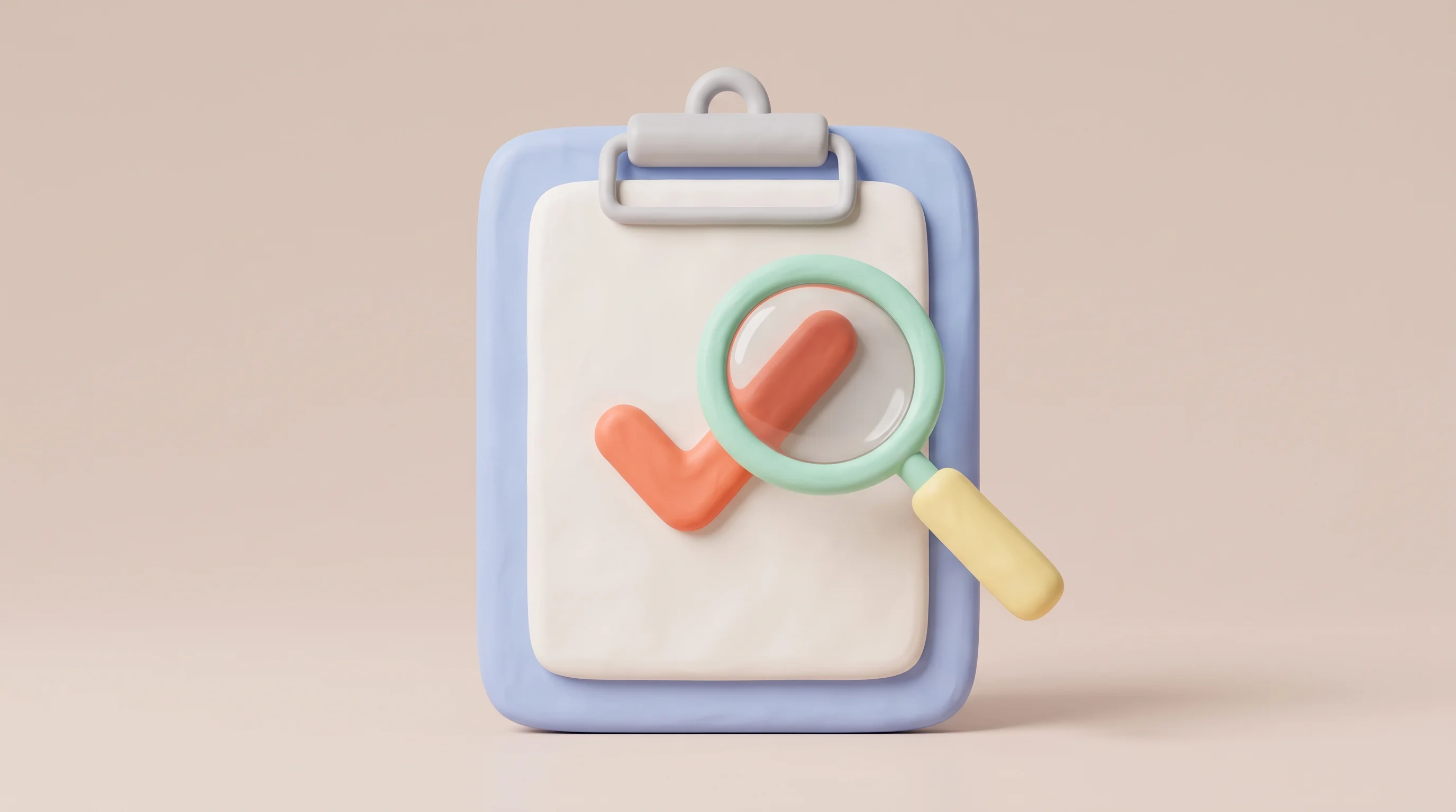 Digital illustration for article section "The Compliance Tailwind" in "YC-Backed Mireye Builds Geospatial Layer for Physical AI Agents" - A minimalist, conceptual 3D illustration of a large, stylized clipboard featuring a prominent, thick...