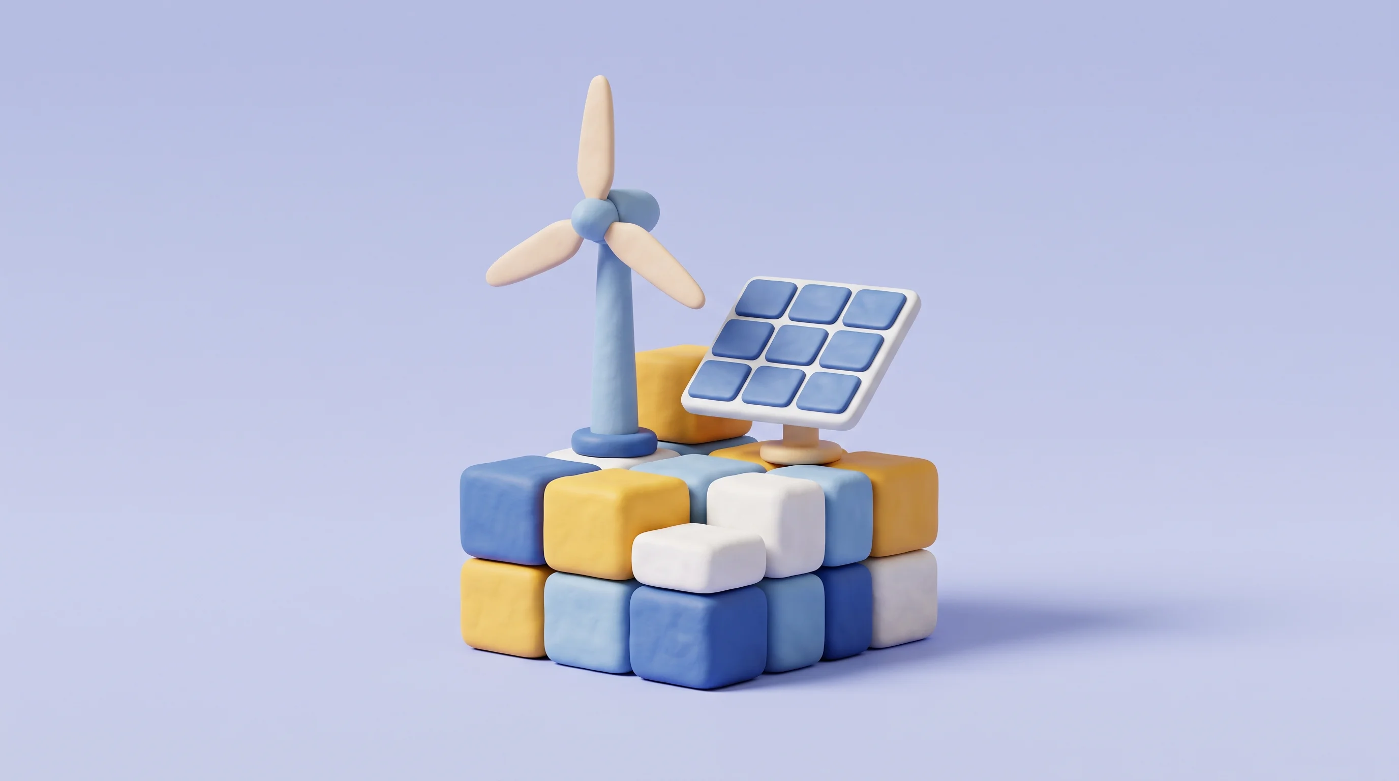 Digital illustration for article section "The Next Industrial Revolution (Assuming the Data Holds Up)" in "YC-Backed Mireye Builds Geospatial Layer for Physical AI Agents" - A minimalist 3D clay style conceptual illustration representing the next industrial revolution in en...