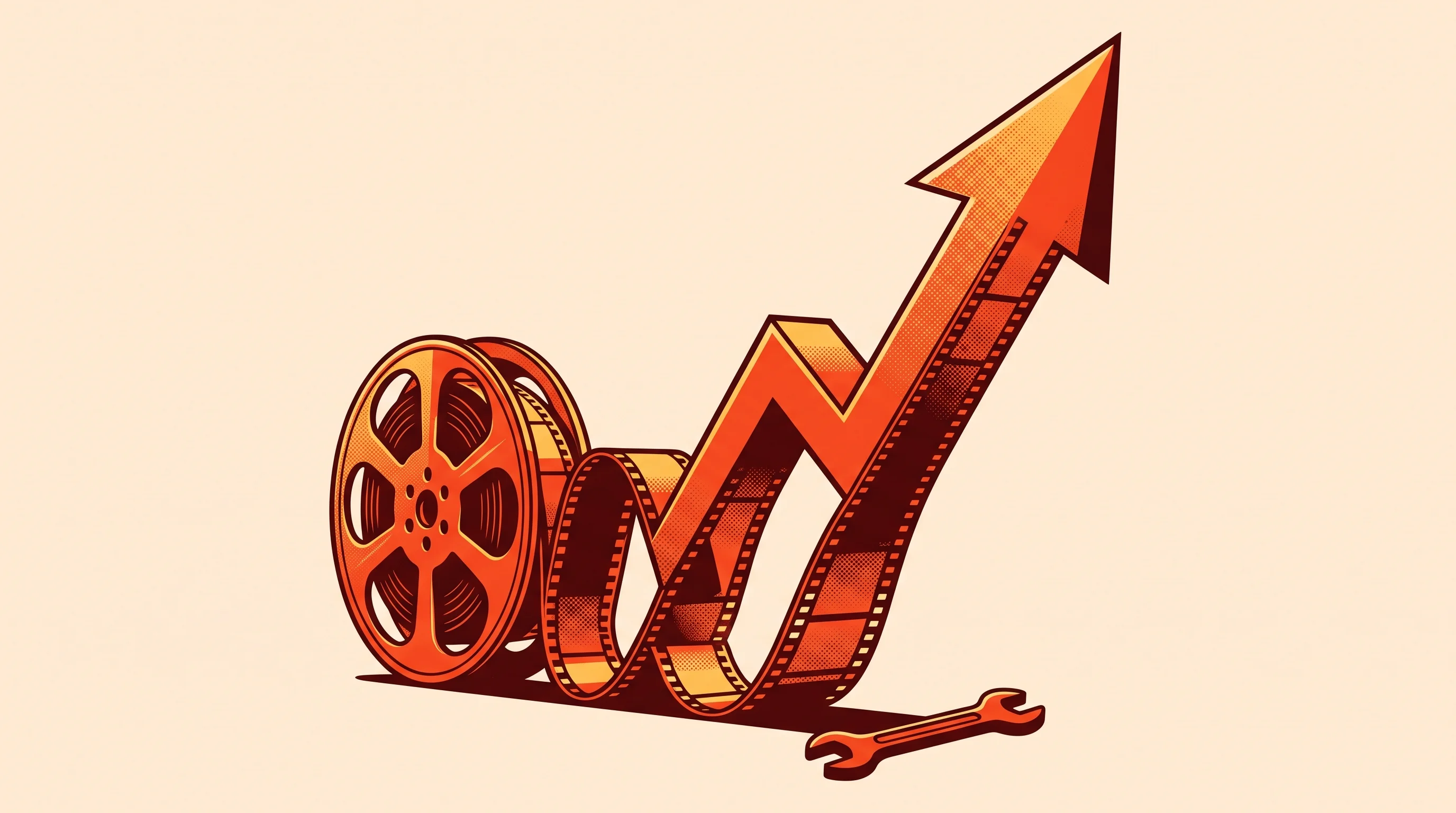 Digital illustration for article section "A Market Expanding Faster Than the Tools Can Keep Up" in "YC-Backed Palette Launches AI Video Platform With Model Routing" - A conceptual, clean, and minimal composition featuring a single strong focal element: a stylized fil...
