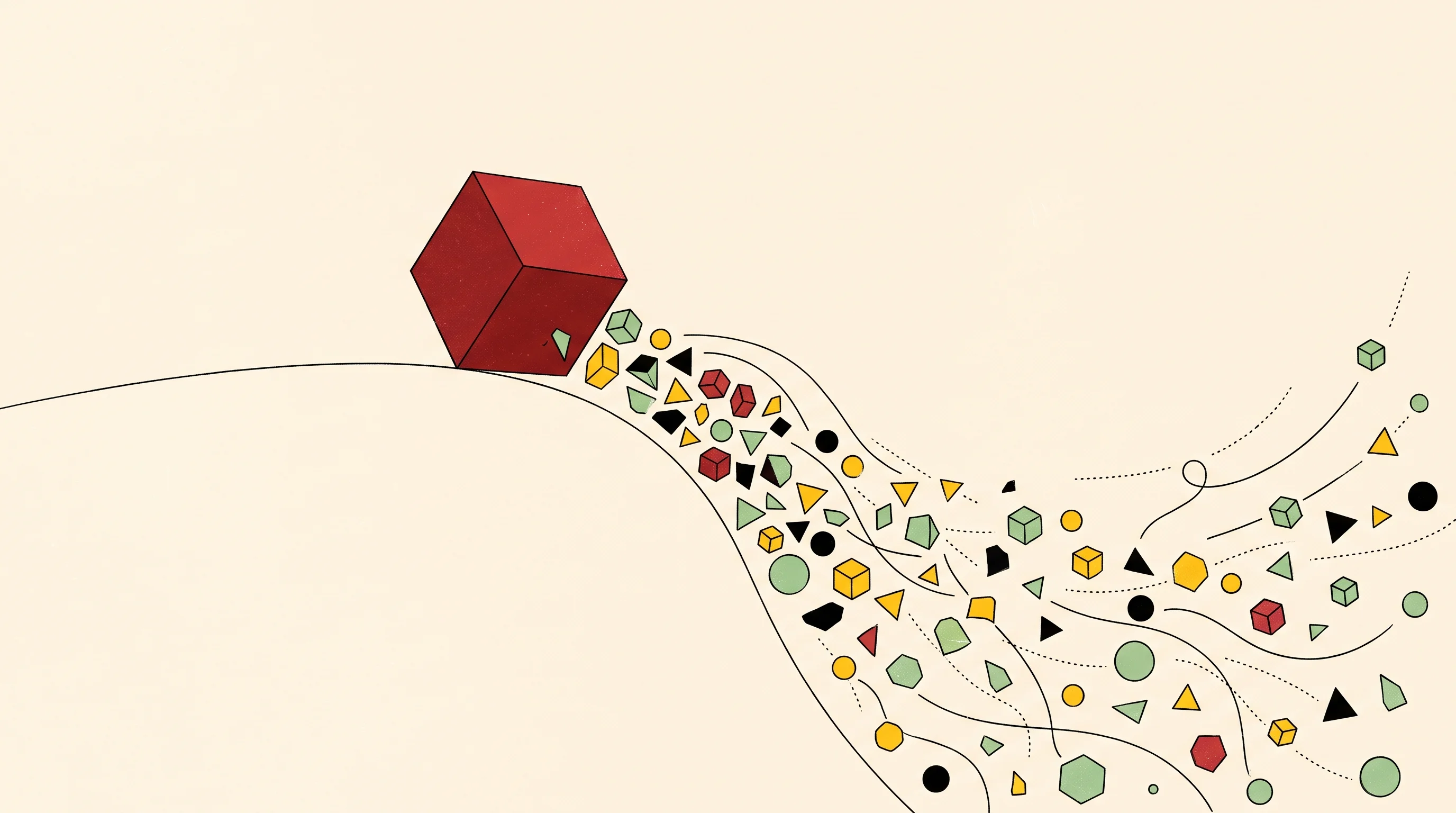 Digital illustration for article section "What Comes Next (Maybe)" in "How Continual Learning Could Solve AI's Cost Crisis" - A minimalist illustration conceptualizing a future tipping point in enterprise deployment, featuring...