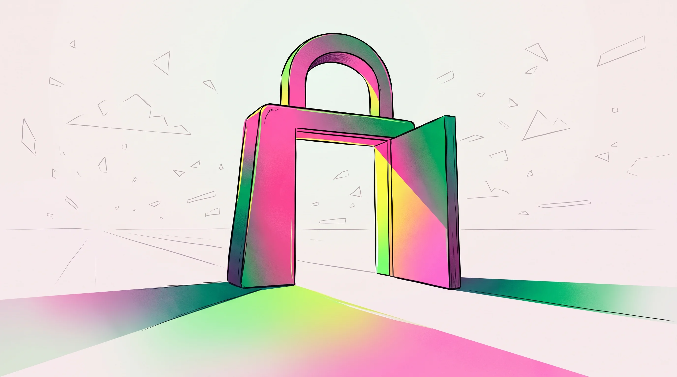 Digital illustration for article section "A Crowded Field With Room to Run" in "Way Security Raises $20M Seed to Automate Enterprise IAM Operations" - A conceptual, minimalist illustration representing the massive growth of the identity and access man...