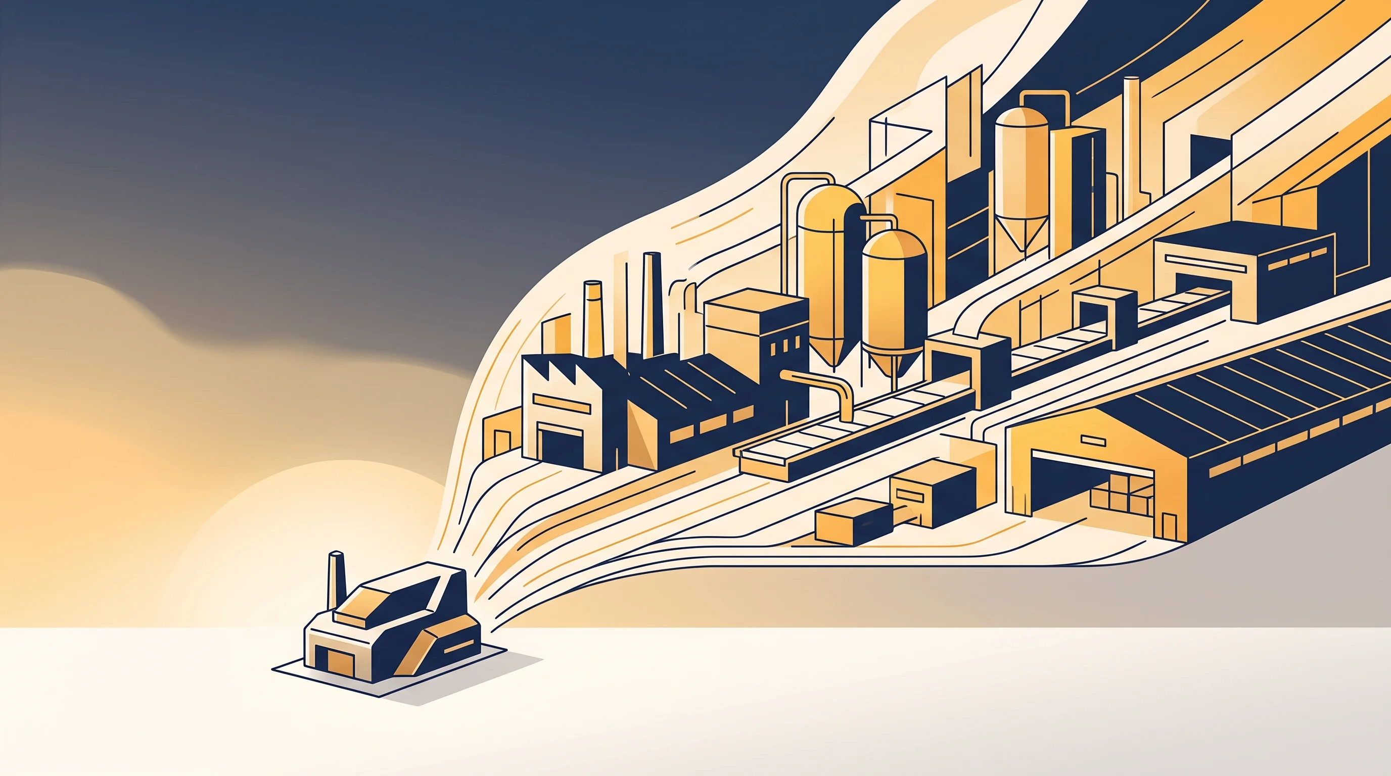 Digital illustration for article section "The Scale-Up Challenge" in "AmpliSi Raises £2M to Scale Silicon Battery Tech Beyond Graphite" - A conceptual and minimalist illustration representing the transition from a small proof-of-concept t...