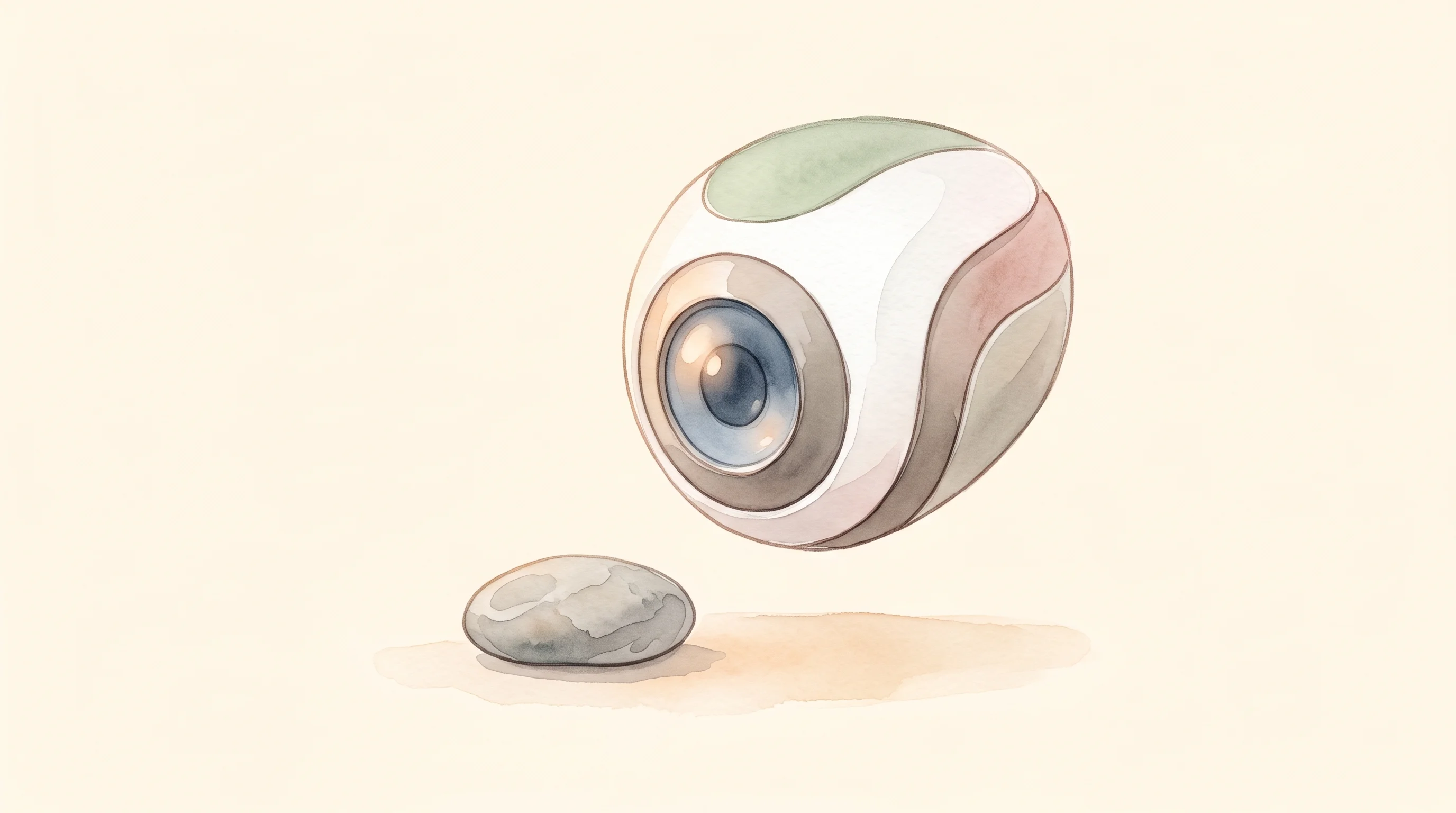Digital illustration for article section "What It Means for Robots That Need to See" in "Single-Wafer Integration Could Reshape Edge AI Vision Hardware" - A conceptual and minimalist illustration of a sleek, modern robotic sensor or gentle robotic eye sof...