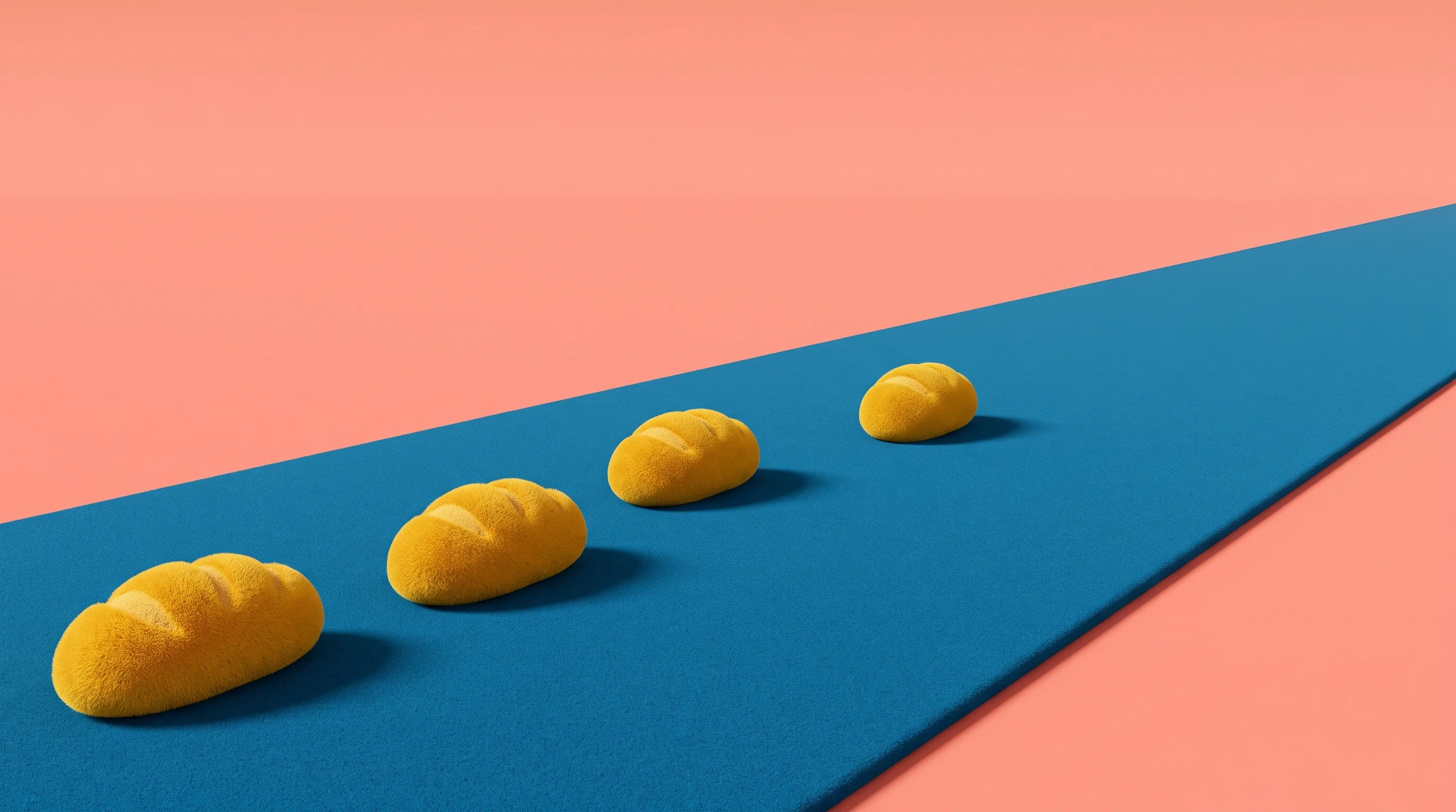 Digital illustration for article section "The Quiet Stretch" in "Kini's $4.3M Seed: Four Years Building Earned Wage Access in Indonesia" - A conceptual and minimalist 3D illustration representing a "quiet stretch" in venture funding, featu...