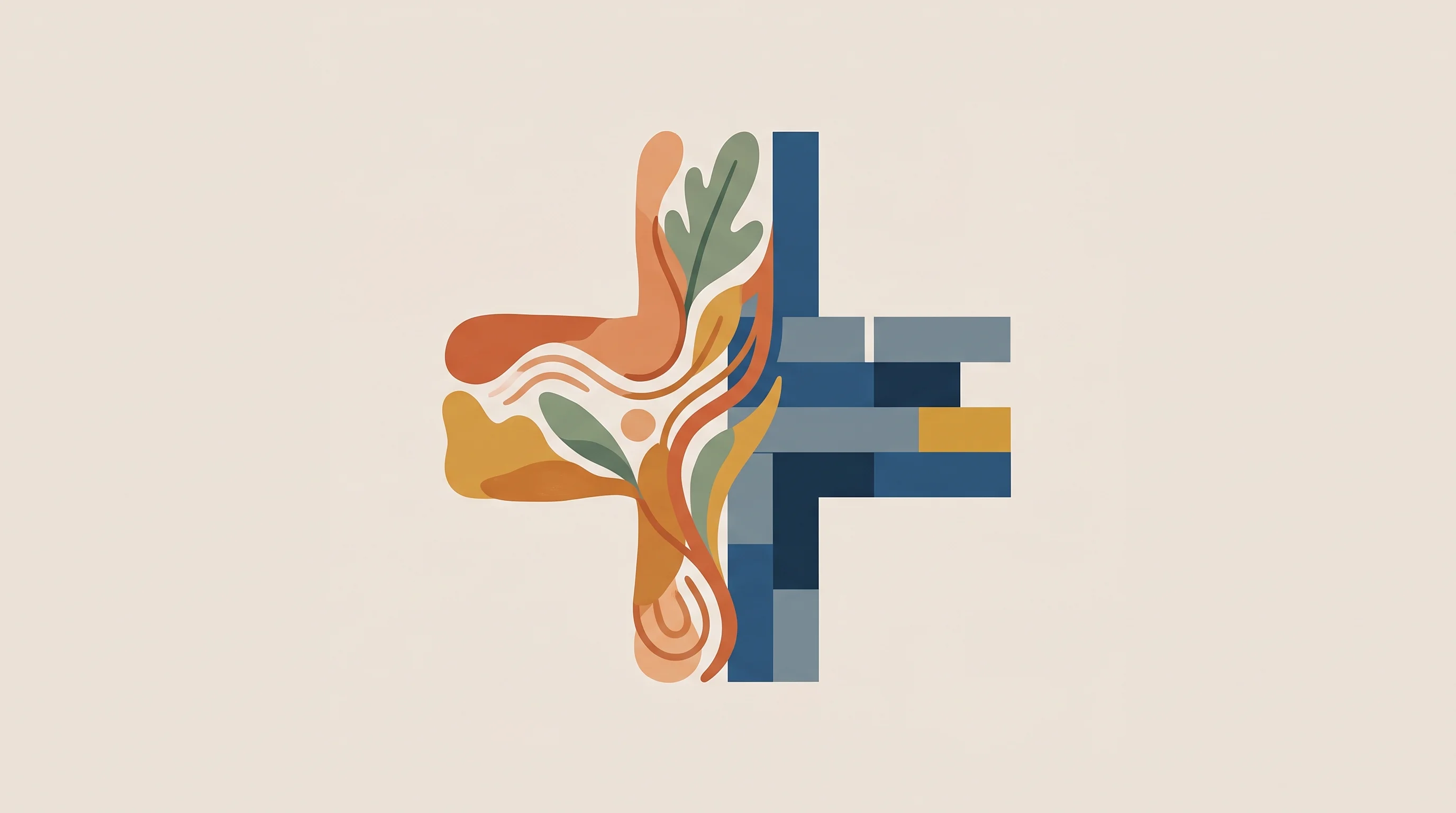 Digital illustration for article section "AI as Doctrine, Not Just Feature" in "Rankmi Raises $11M Series A Extension for AI-Powered HR Platform" - A conceptual, minimalist illustration representing the "AI + Human First" philosophy, featuring a la...