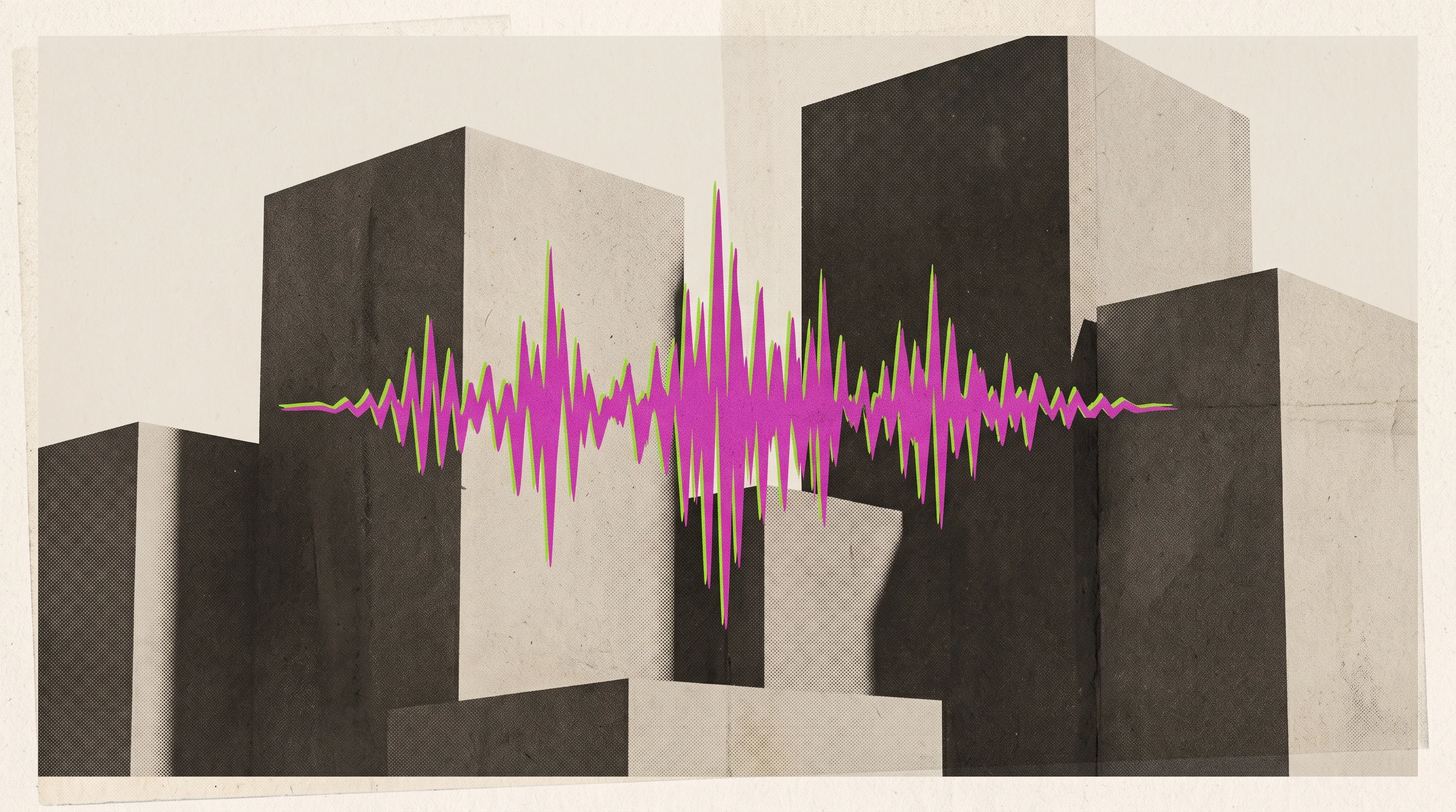 Digital illustration for article section "What Comes Next" in "Fish Audio Raises Seed Round, Hits $13M ARR in Voice AI Race" - A conceptual and minimalist vintage collage illustrating the future challenges and competitive press...