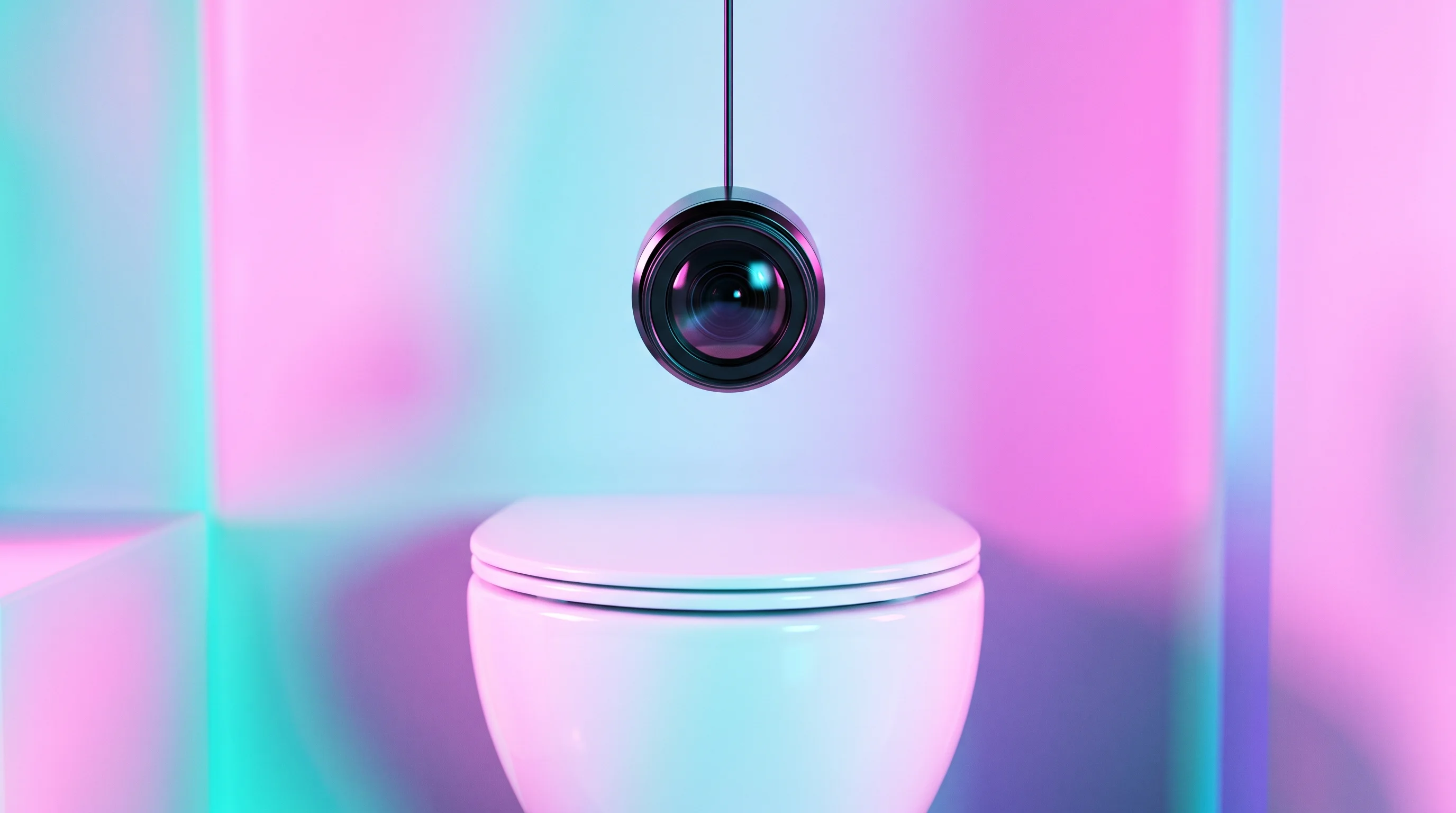 Digital illustration for article section "The Privacy Conversation No One Really Wants" in "Throne Raises $10M Series A for AI-Powered Toilet Health Sensor" - A minimalist and conceptual representation of modern privacy concerns, featuring a single, sleek dow...