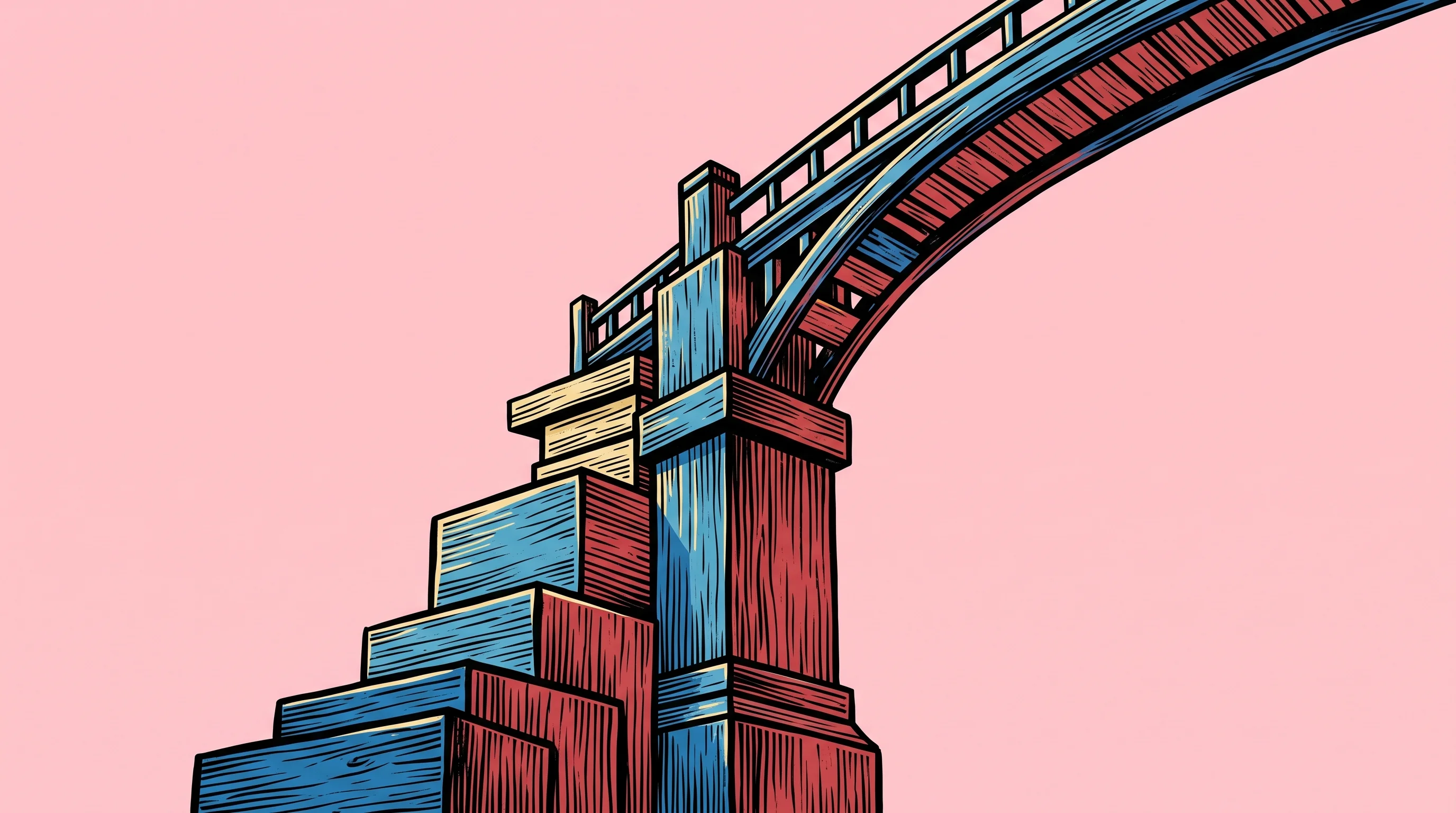 Digital illustration for article section "Content Section 2" in "How Global66's $12M Series A Built a $3.7B LatAm Neobank Empire" - A clean, minimal, and conceptual illustration of a massive, sturdy architectural pillar transforming...