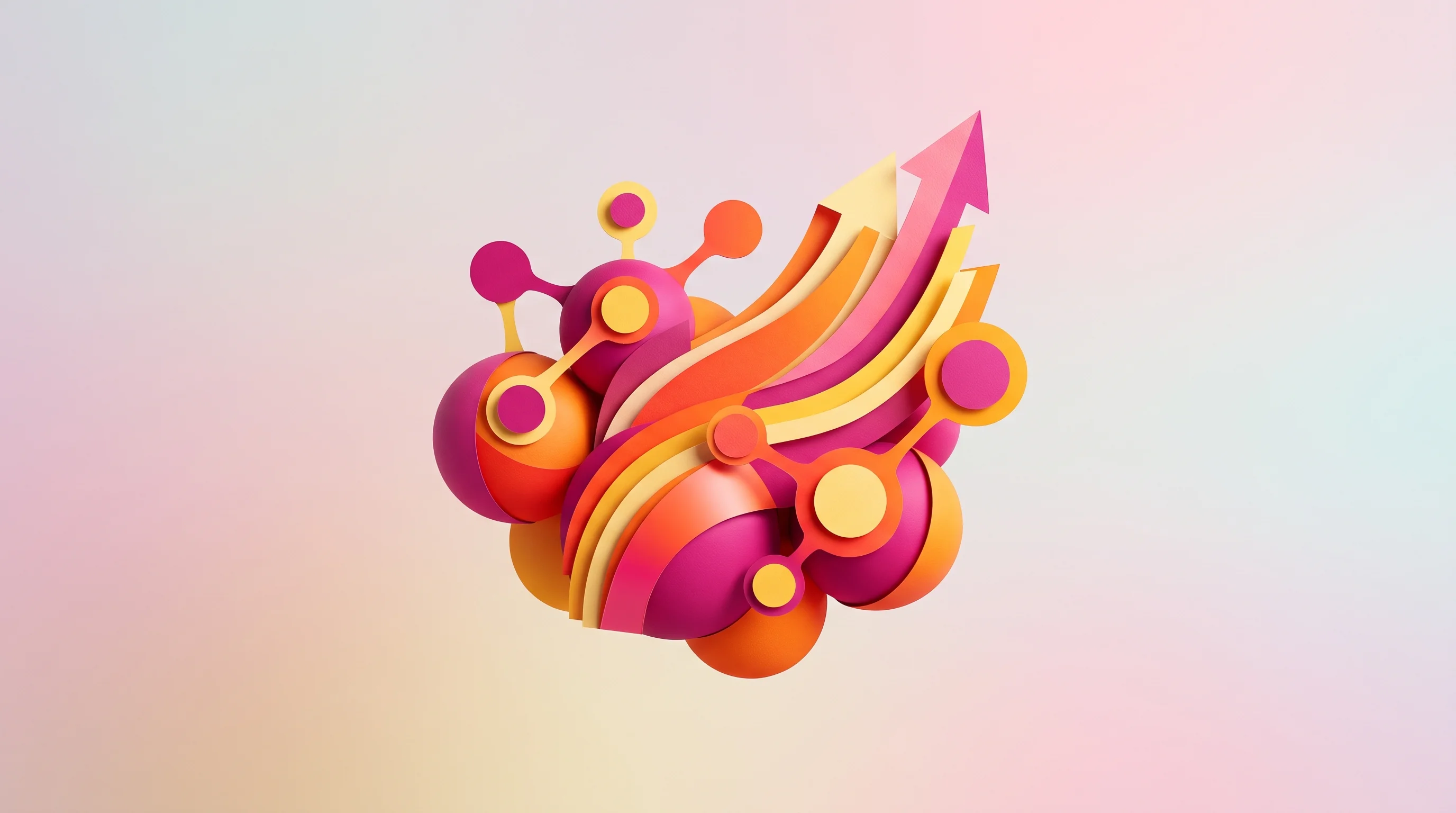Digital illustration for article section "A Category Heating Up" in "Centralize Raises $15M Series A to Map Enterprise Buying Committees" - A minimalist, conceptual illustration featuring a central, dynamic cluster of interconnected geometr...
