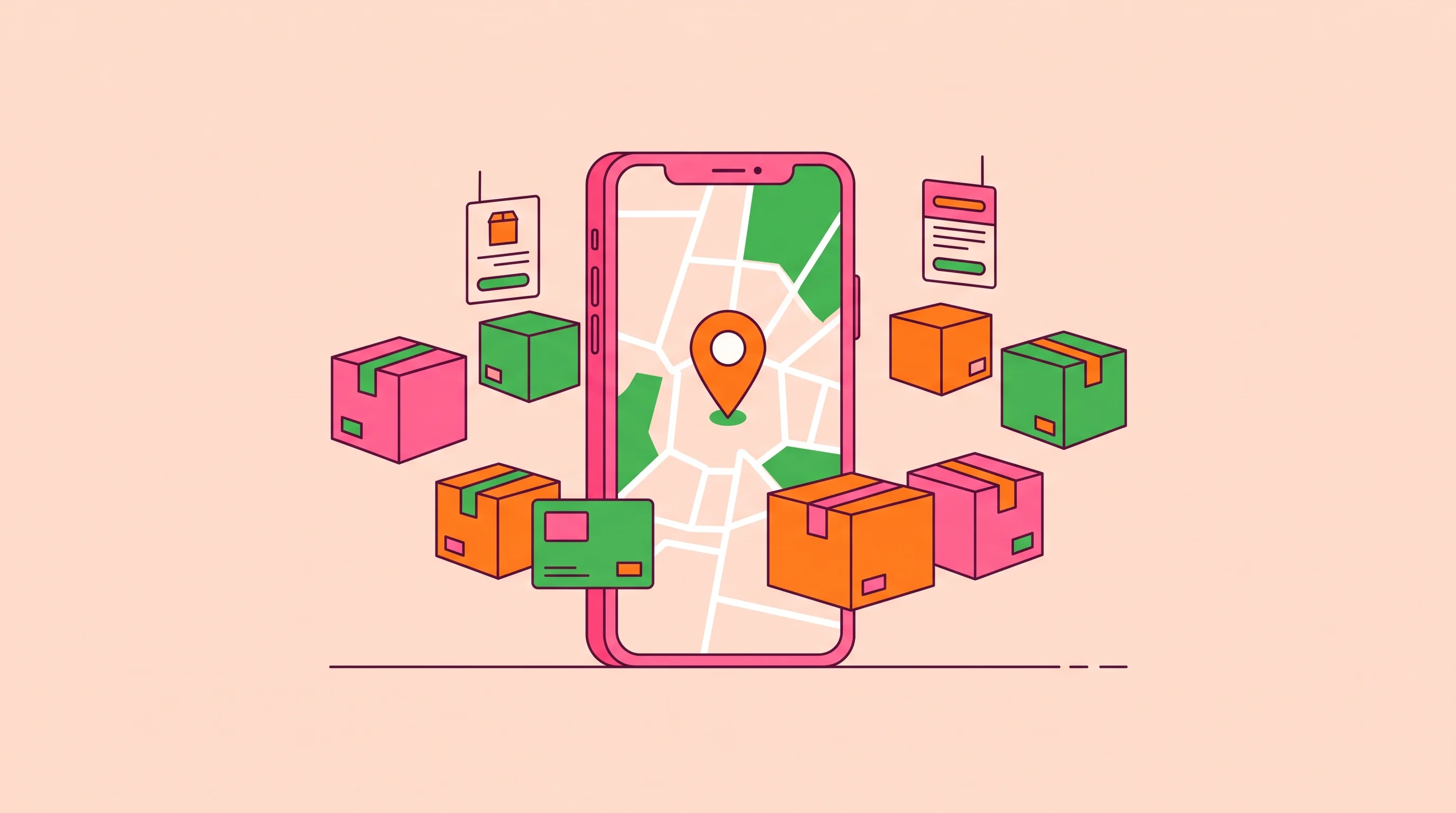 Digital illustration for article section "The Execution Gauntlet" in "DesignCafe Co-Founder's Fixxly Takes On Quick Commerce for Construction" - A minimalist and conceptual illustration representing a highly anticipated app launch and the prepar...
