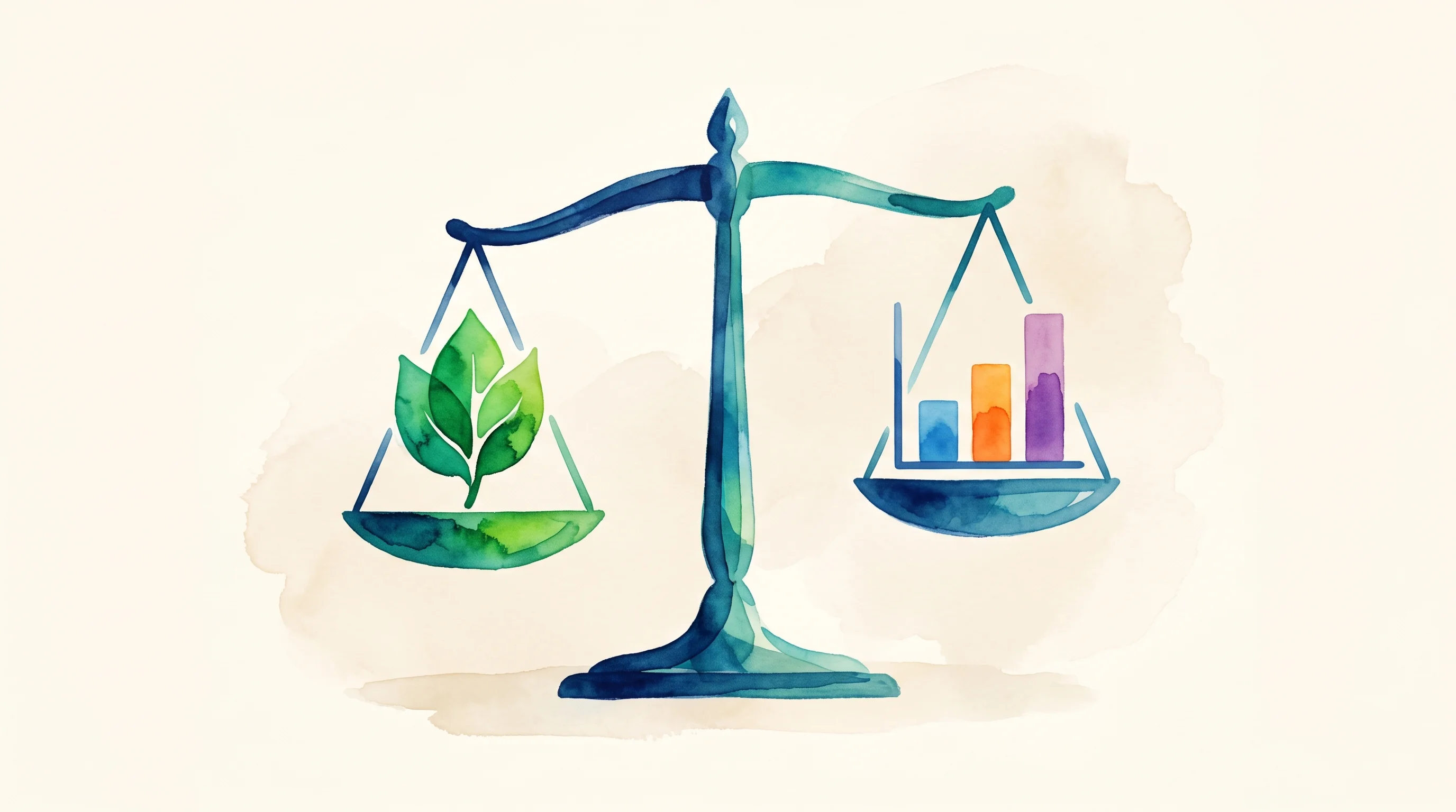 Digital illustration for article section "The Real Test" in "Greyparrot Raises $27M Series B After Hitting 1 Trillion Detections" - A conceptual and minimal illustration featuring a sleek, modern balance scale as the single strong f...