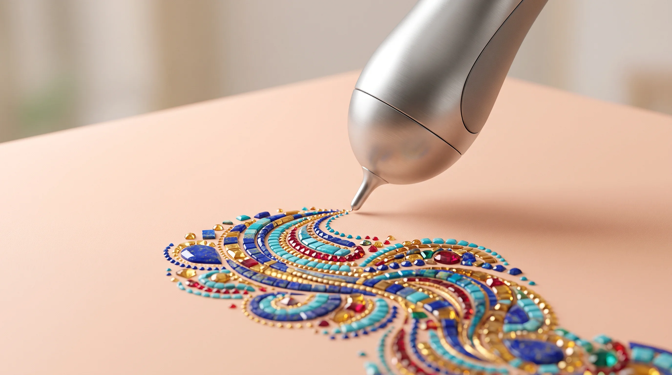 Digital illustration for article section "The Market Question" in "CipherX Launches World's First Painless Microneedle Tattoo System" - A conceptual, modern image representing the emerging market for needle-free tattoos, featuring a sle...