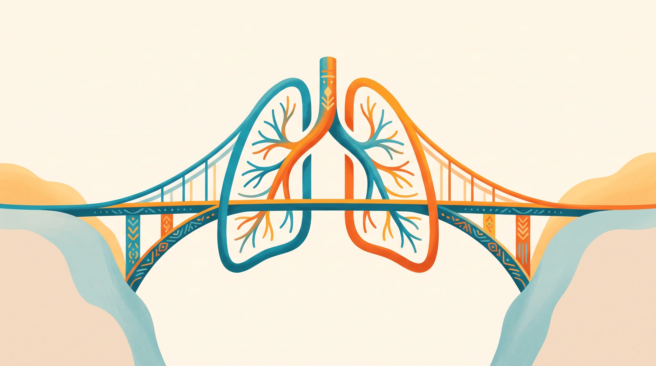 Digital illustration for article section "Bridging Time" in "How AI Radiology Startups Are Bridging India's Healthcare Gap" - A minimalist and conceptual illustration representing the scaling of AI radiology in healthcare, fea...