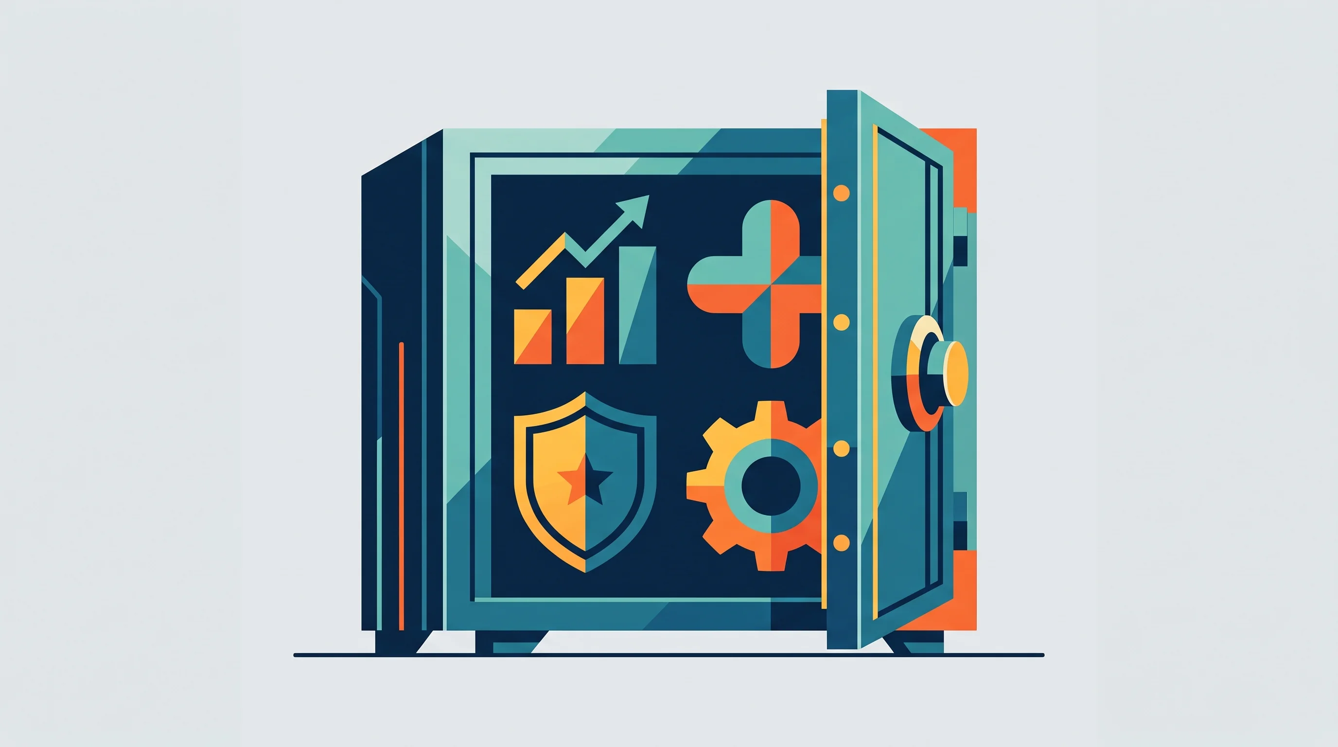 Digital illustration for article section "Early Customers, Few Details" in "Neo Raises $100M to Secure 'Zombie' AI Agents Haunting Enterprise" - A minimalist, conceptual illustration of a sleek, semi-opaque geometric vault slightly opening to re...