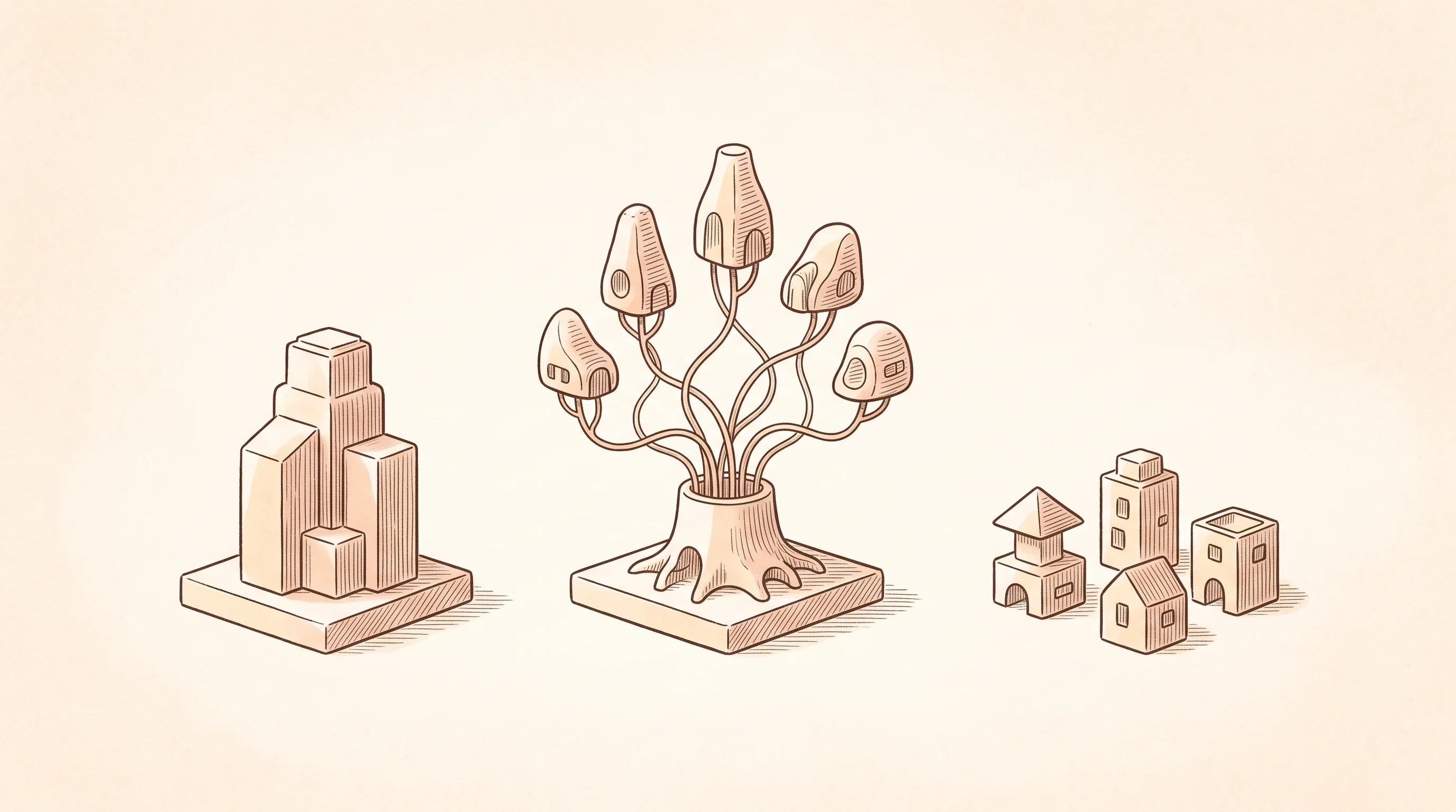 Digital illustration for article section "What Actually Matters Now" in "The GTM AI Platform Race Heats Up: Who's Really Launching What?" - A minimalist, conceptual illustration representing different strategic foundations and technological...